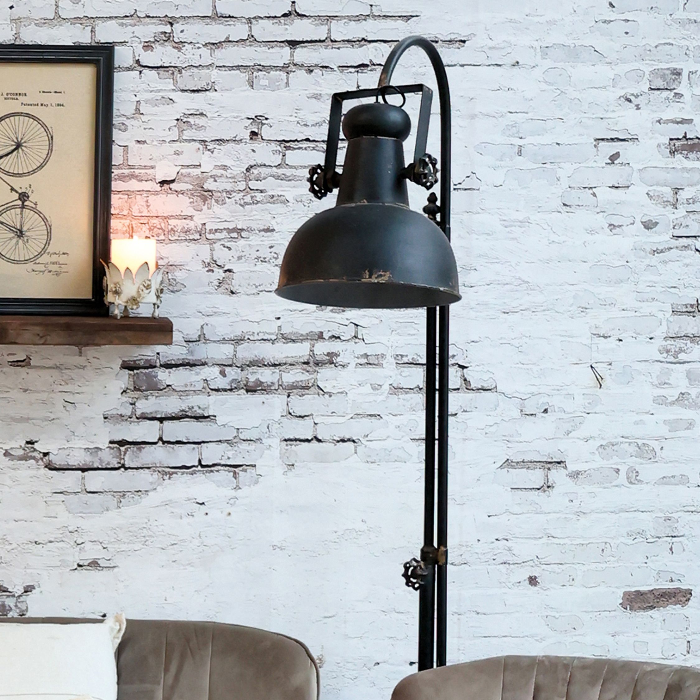 Stehlampe Factory Antique Schwarz 175 cm hoch