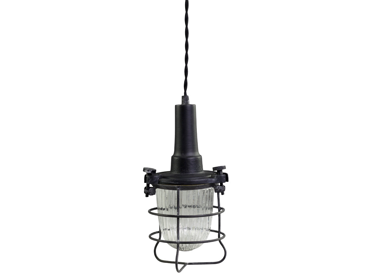 Factory Work Lamp w. glass H28/D13 cm antique coal