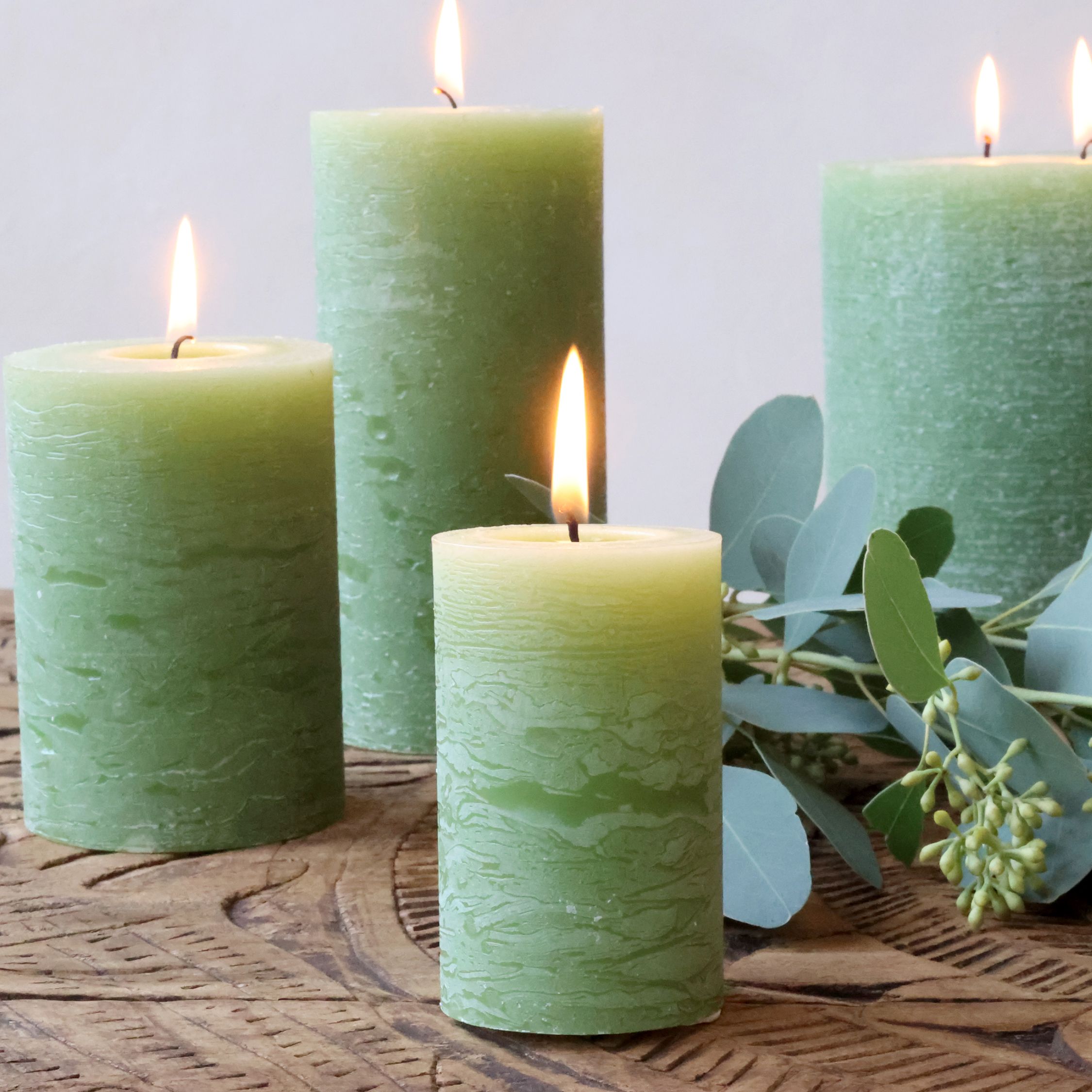 Stumpenkerze Macon in Forrest Green, 8 cm hoch