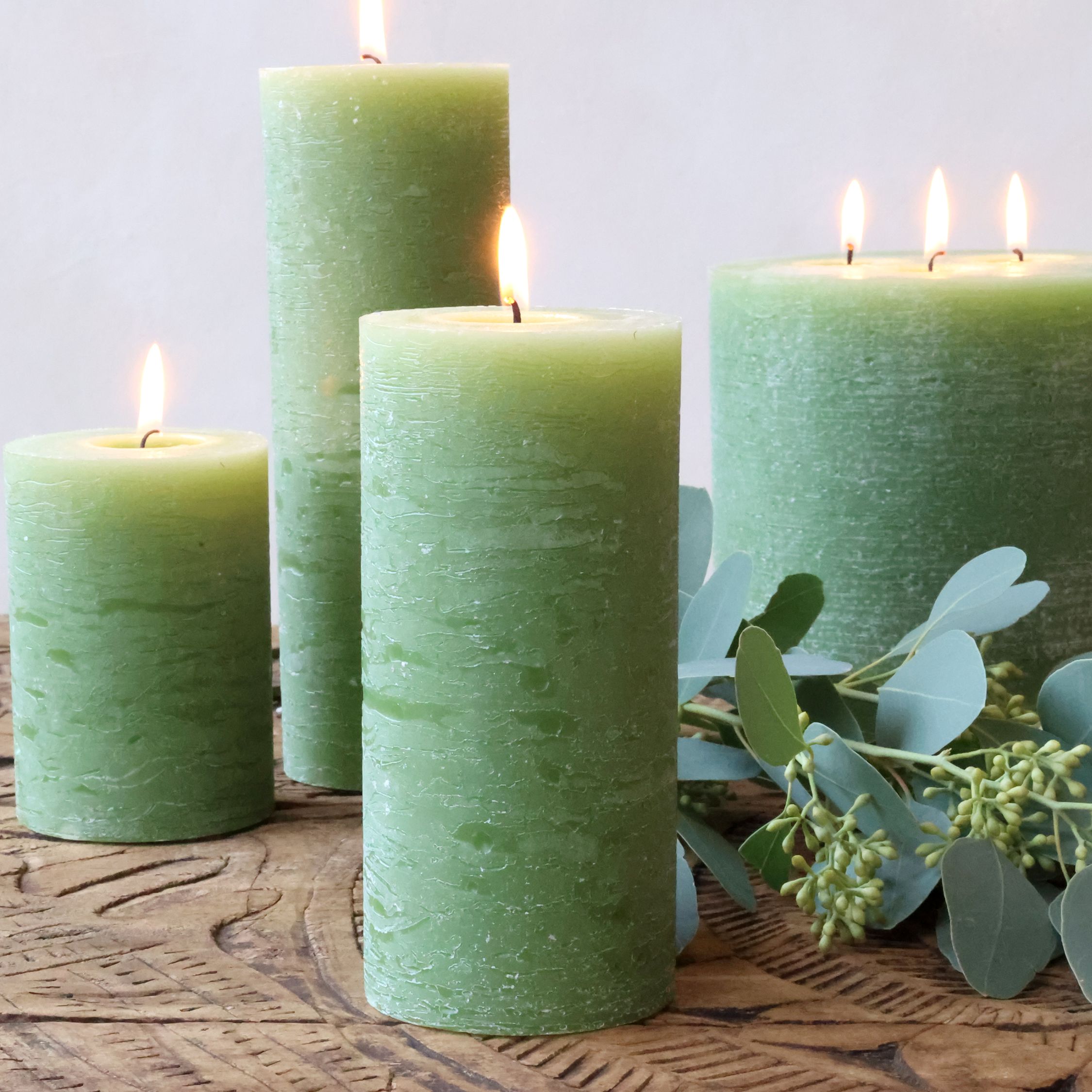 Stumpenkerze forrest green, 15 cm, 60 Std. Brenndauer