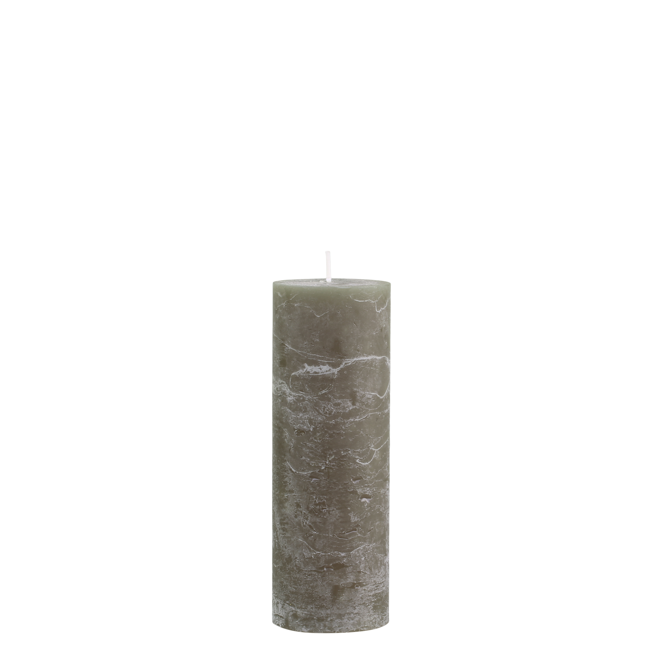 Stumpenkerze Macon oliv 20 cm hoch, 80 Stunden Brenndauer