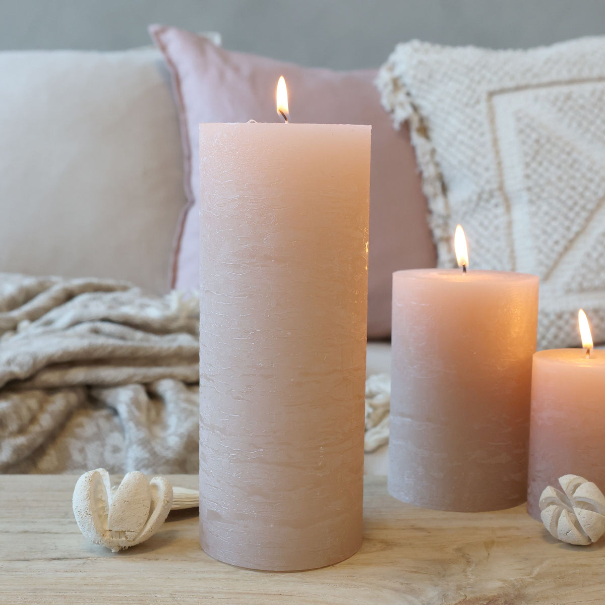 Stumpenkerze Macon in Rosa, 25 cm, 150 Std. Brenndauer