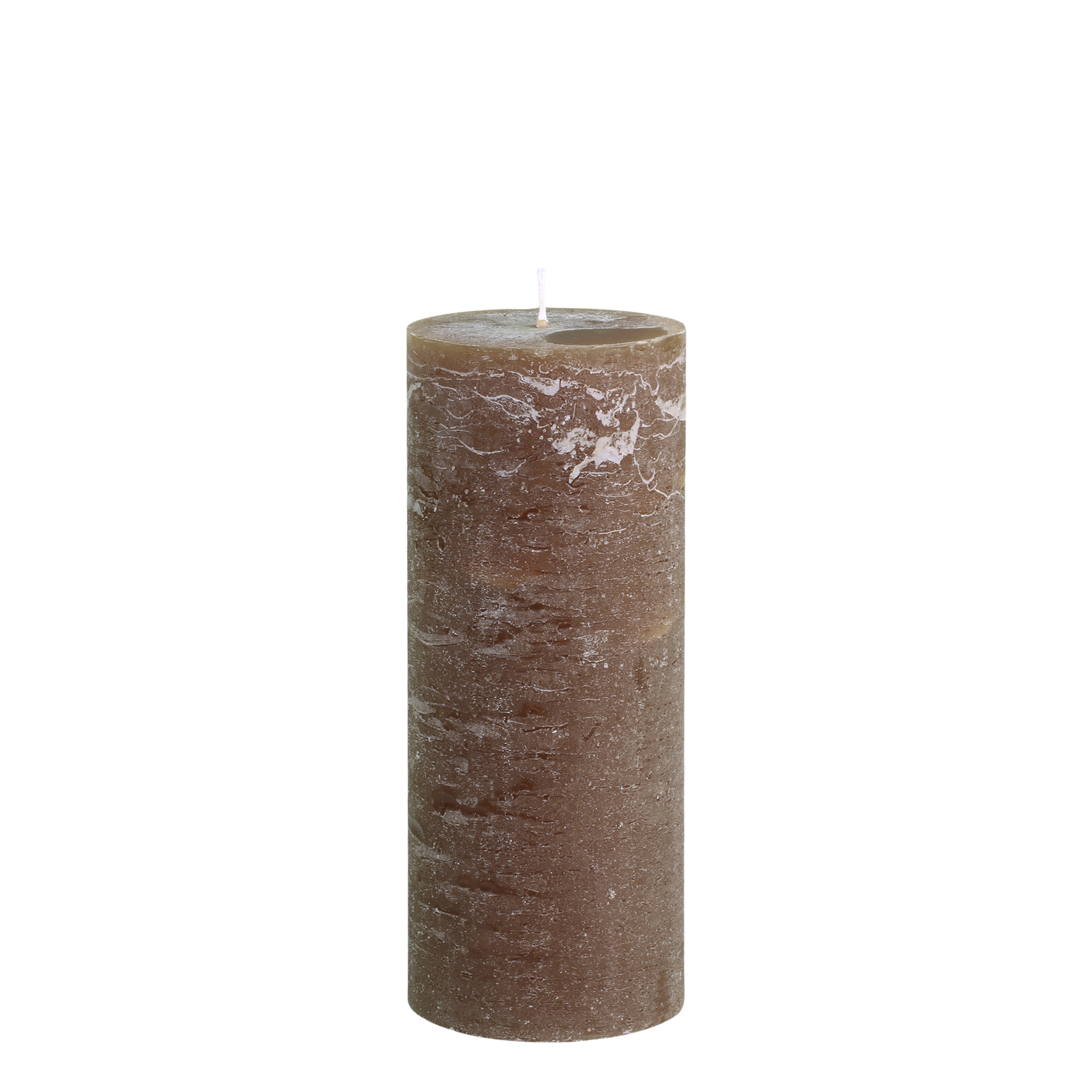 Stumpenkerze Macon in Walnuss, 25 cm hoch