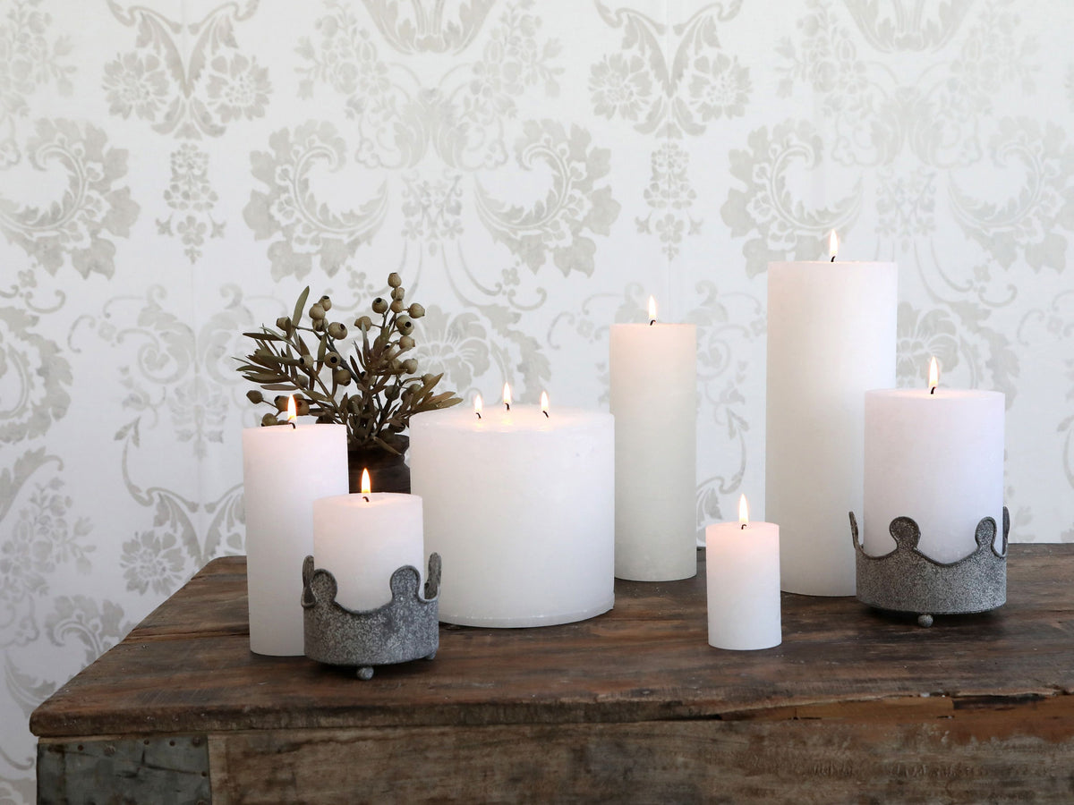 Macon Stumpenkerze mit 3 Dochten, 15 cm, weiß
