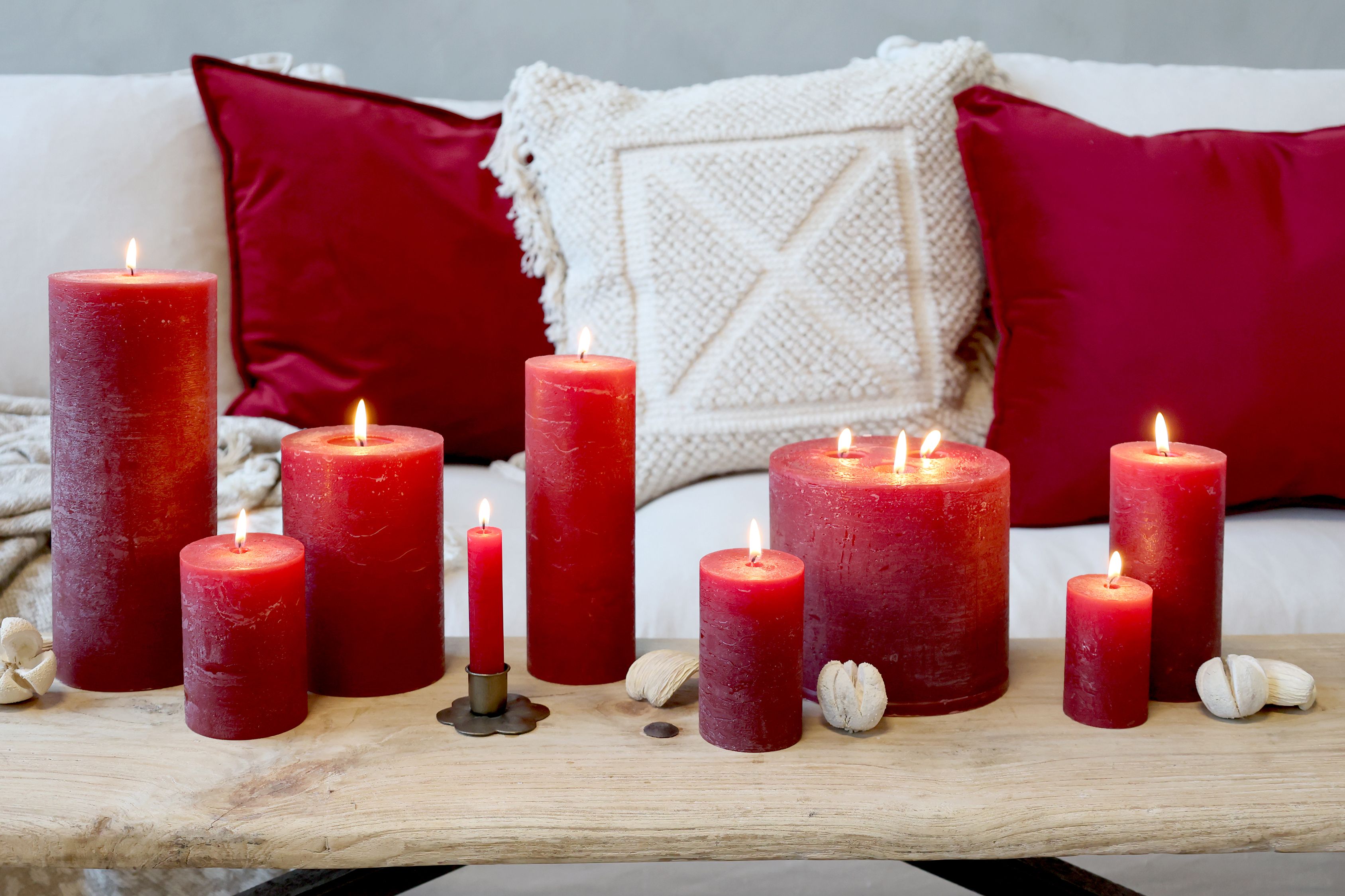 Stumpenkerze Macon dunkelrot 10 cm hoch