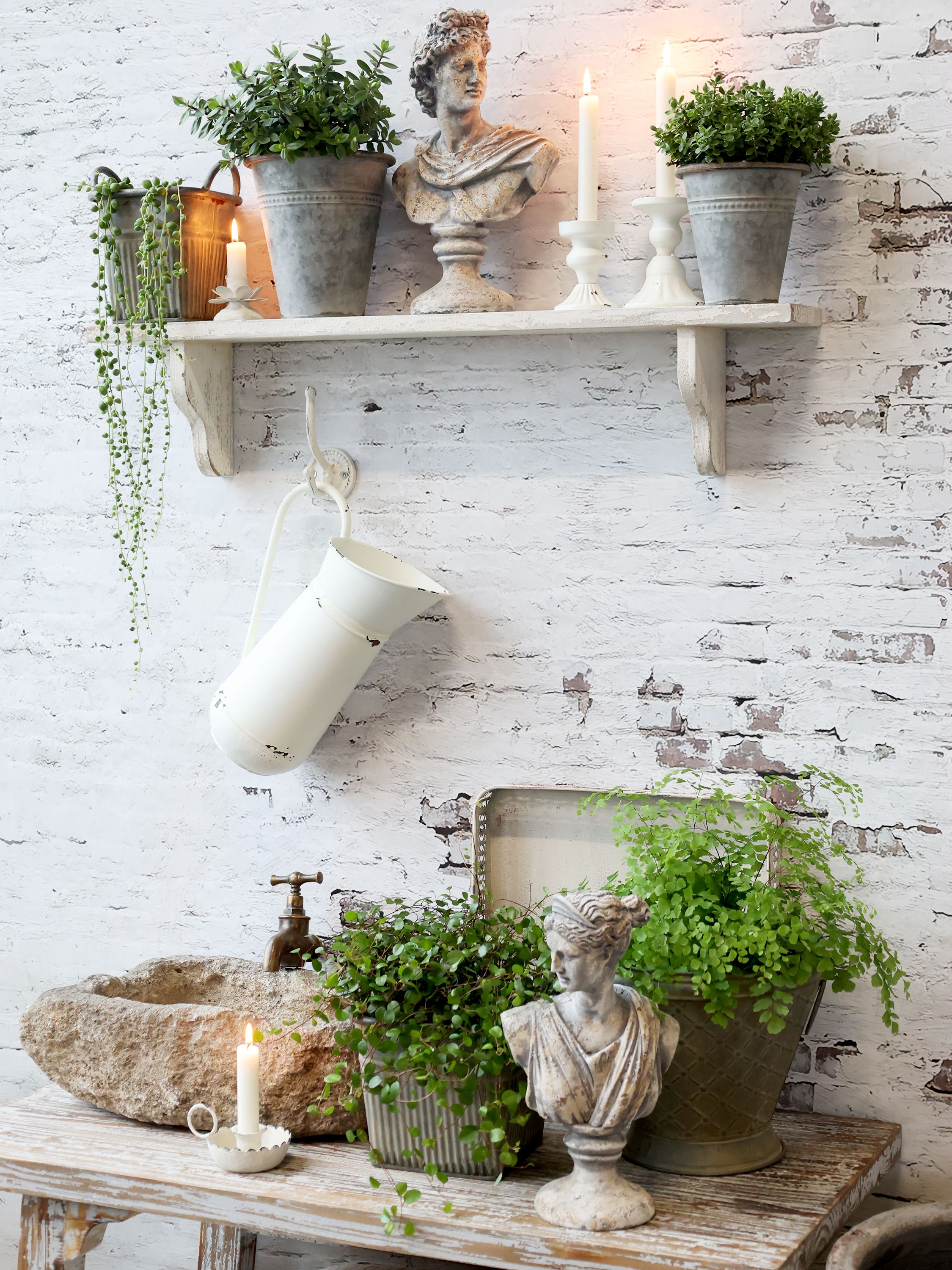 Kammerleuchter für Mini-Stabkerzen, antique creme, Eisen