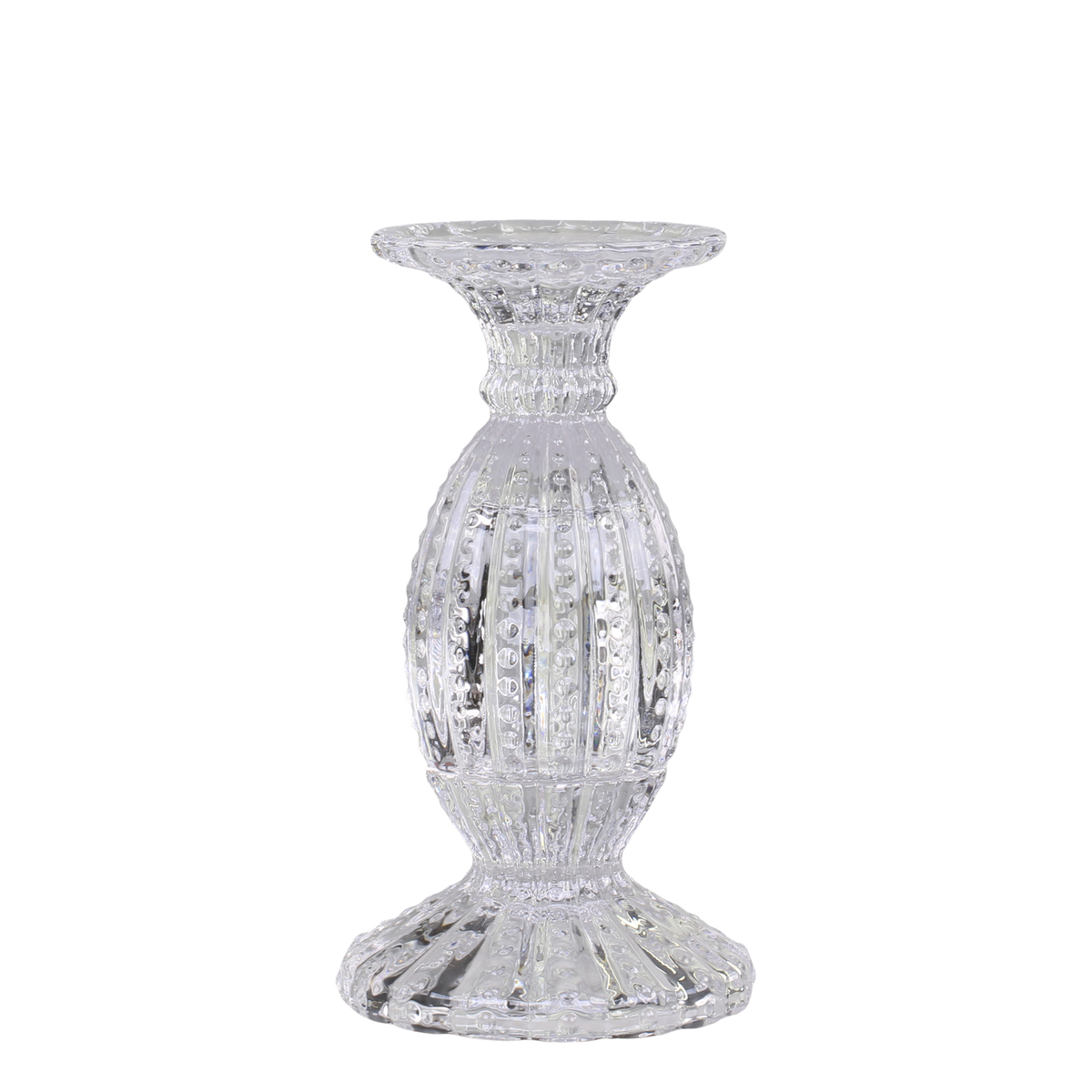 Glas Kerzenständer mit Perlkante – 19,5 cm hoch