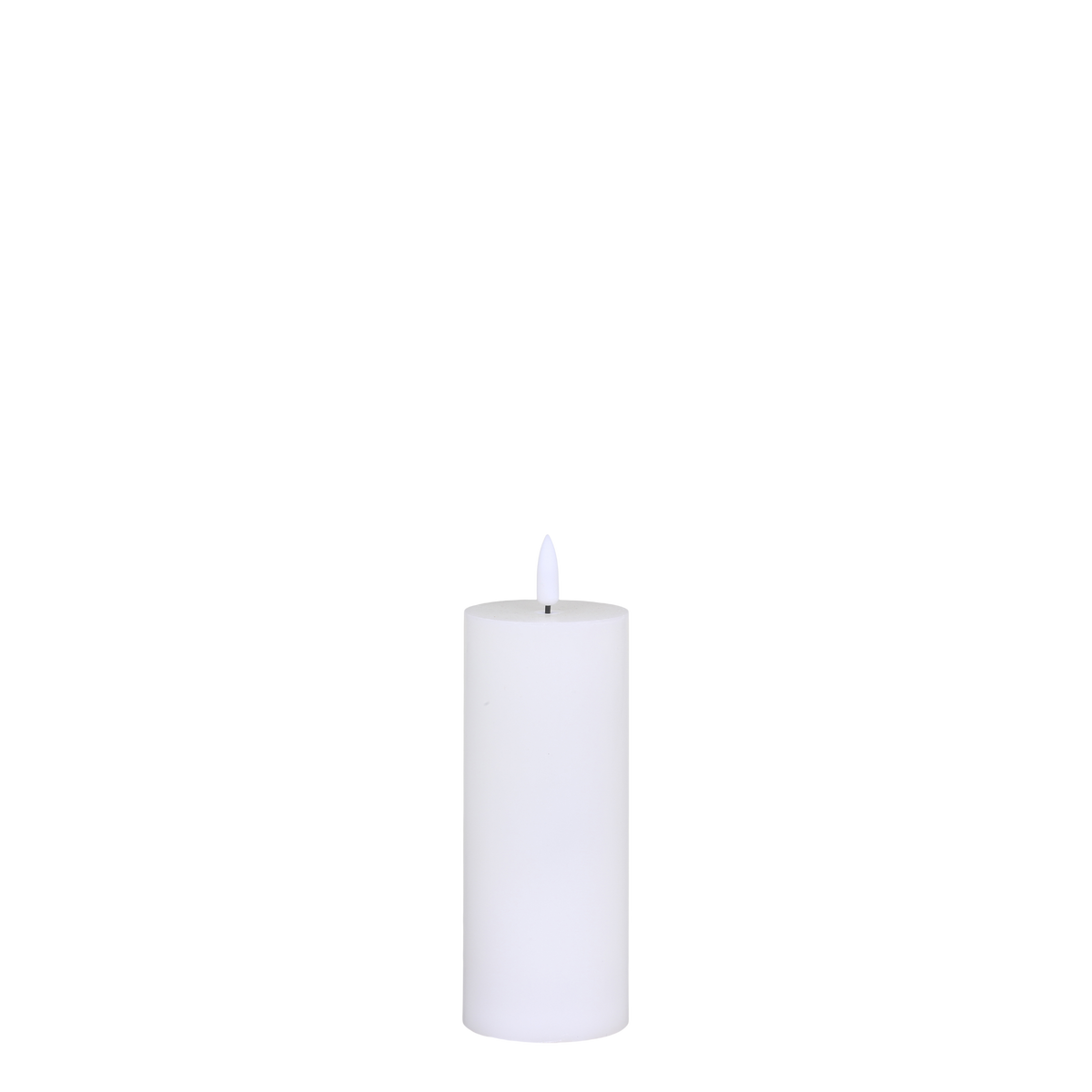LED-Stumpenkerze mit Batterie, 15 cm hoch, weiß