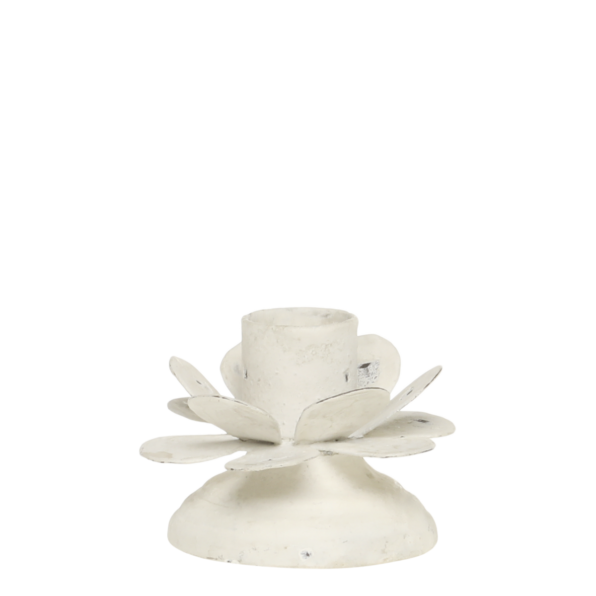 Kerzenständer Blume in Antique Creme, Eisen, 6 cm
