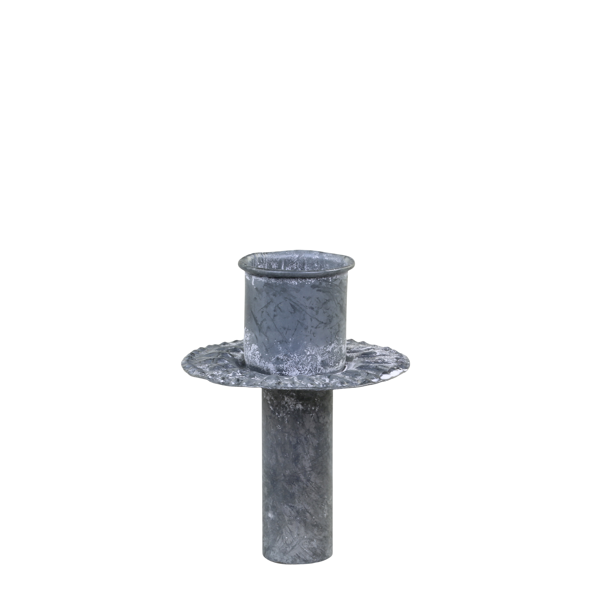 Kerzenhalter für Stabkerzen, antik Zink, 6,5 cm hoch