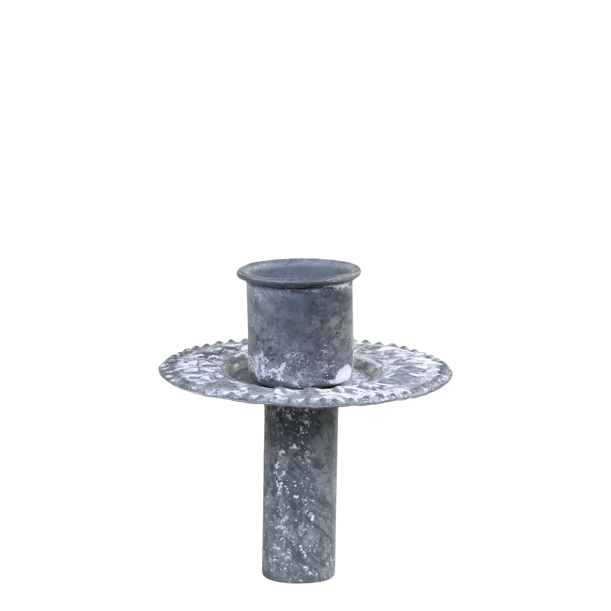 Kerzenhalter für Stabkerzen, Eisen, antik Zink, 6 cm