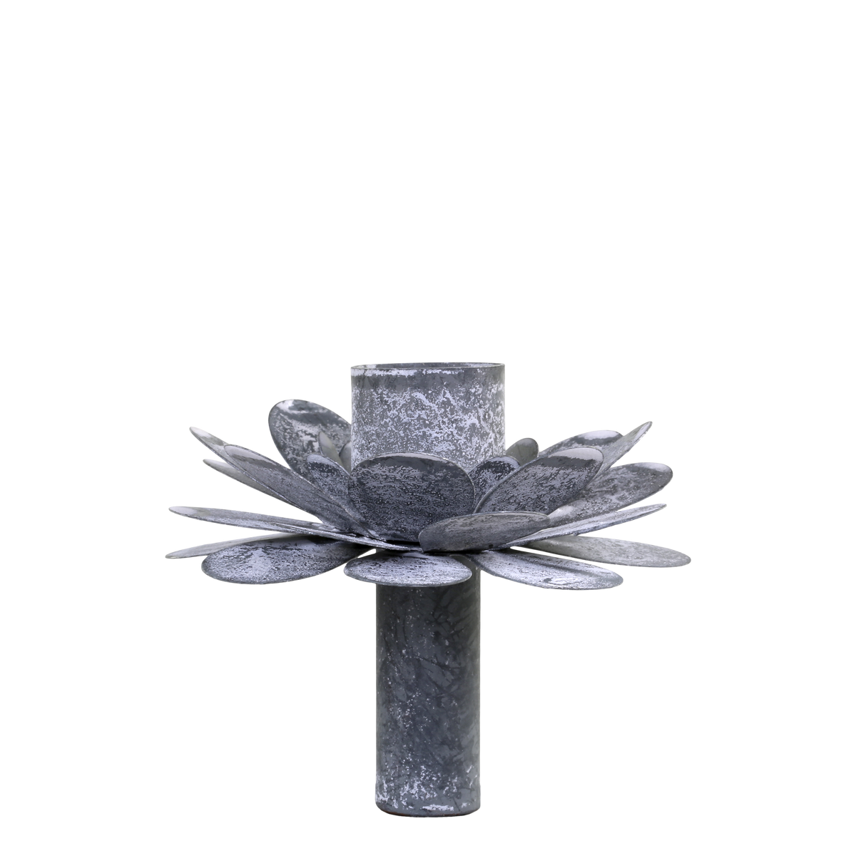 Kerzenhalter für Stabkerzen, Eisen, antik Zink, 7 cm