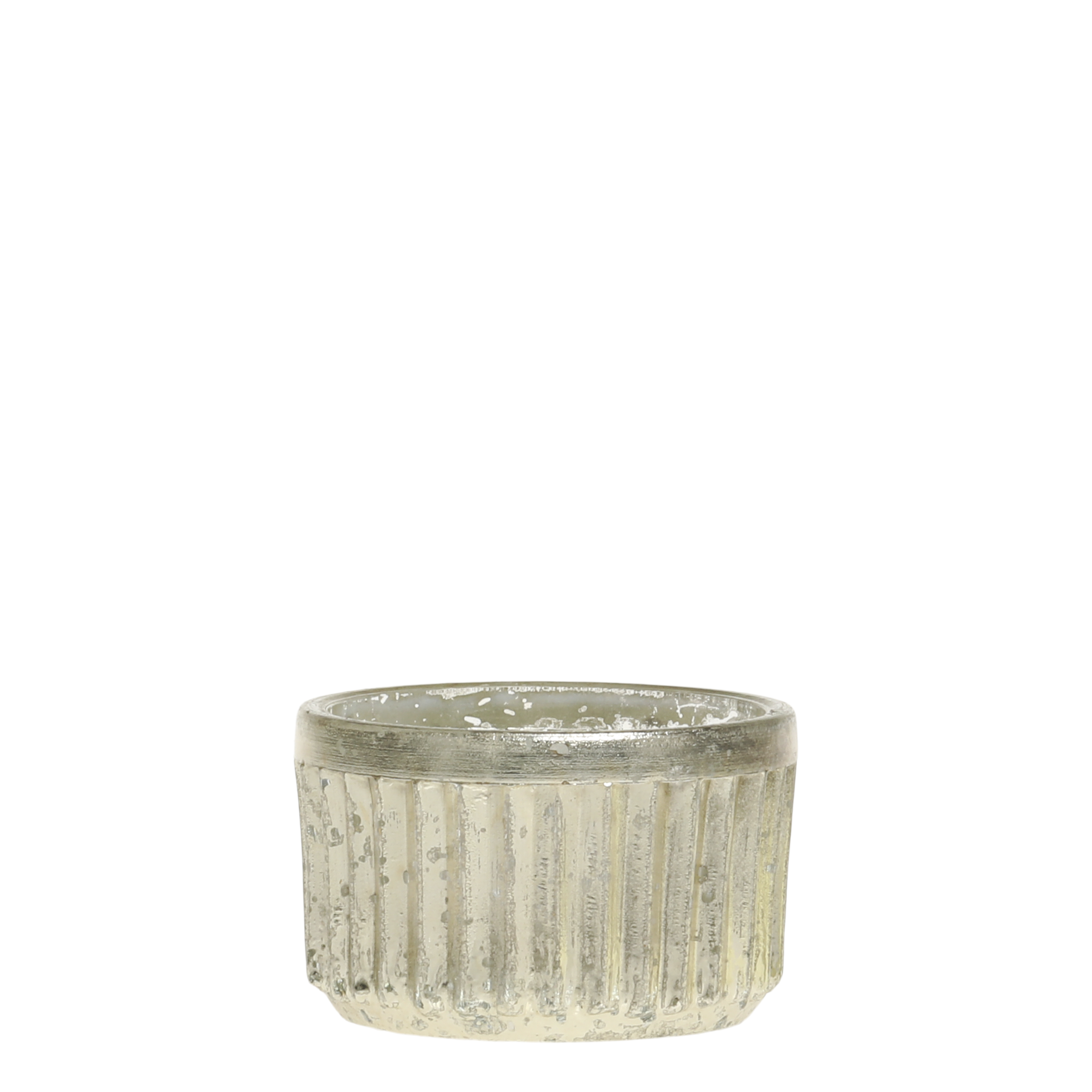 Teelichthalter aus Glas mit Rillen, 6 cm Durchmesser