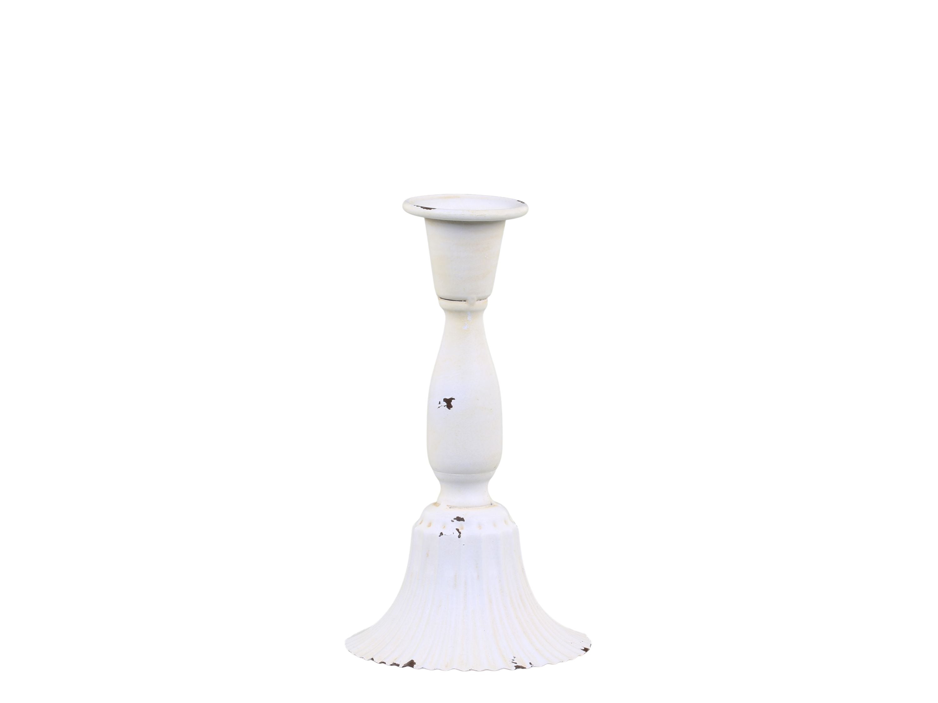 Kerzenhalter für Stabkerzen aus Eisen, 18 cm hoch, Creme