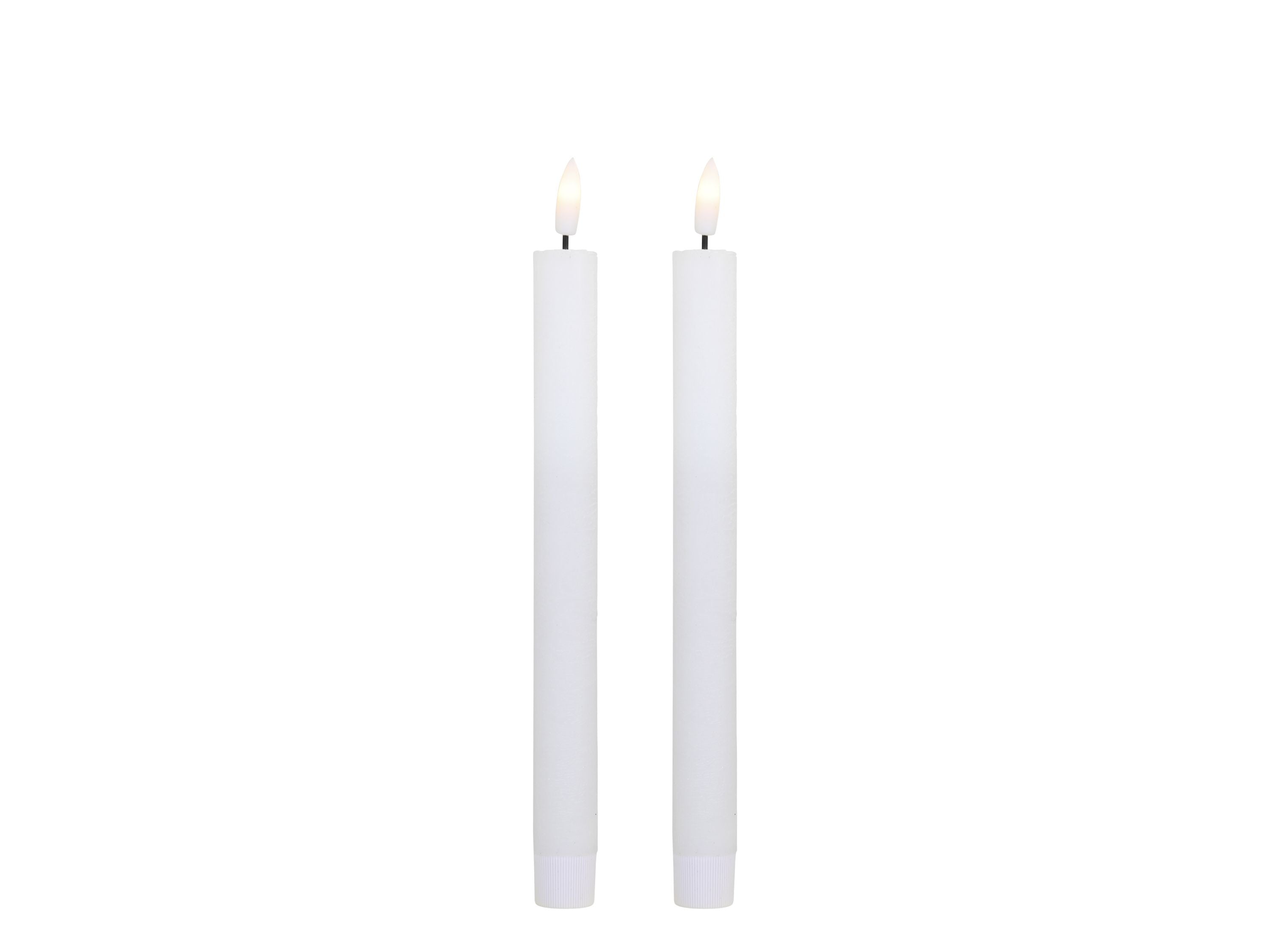 LED-Stabkerzen im 2er-Pack, 24,5 cm hoch, weiß
