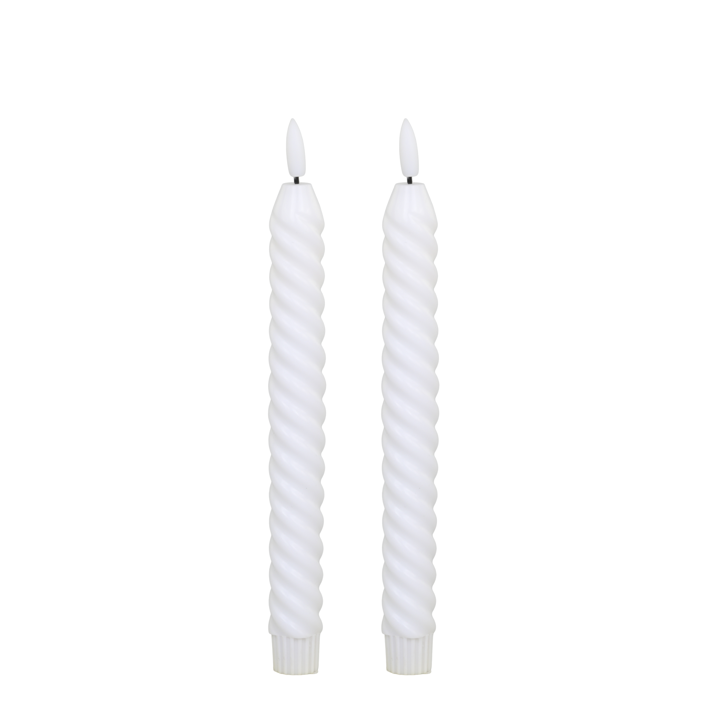Stabkerze LED verdreht 2er Packung, 24,5 cm, weiß