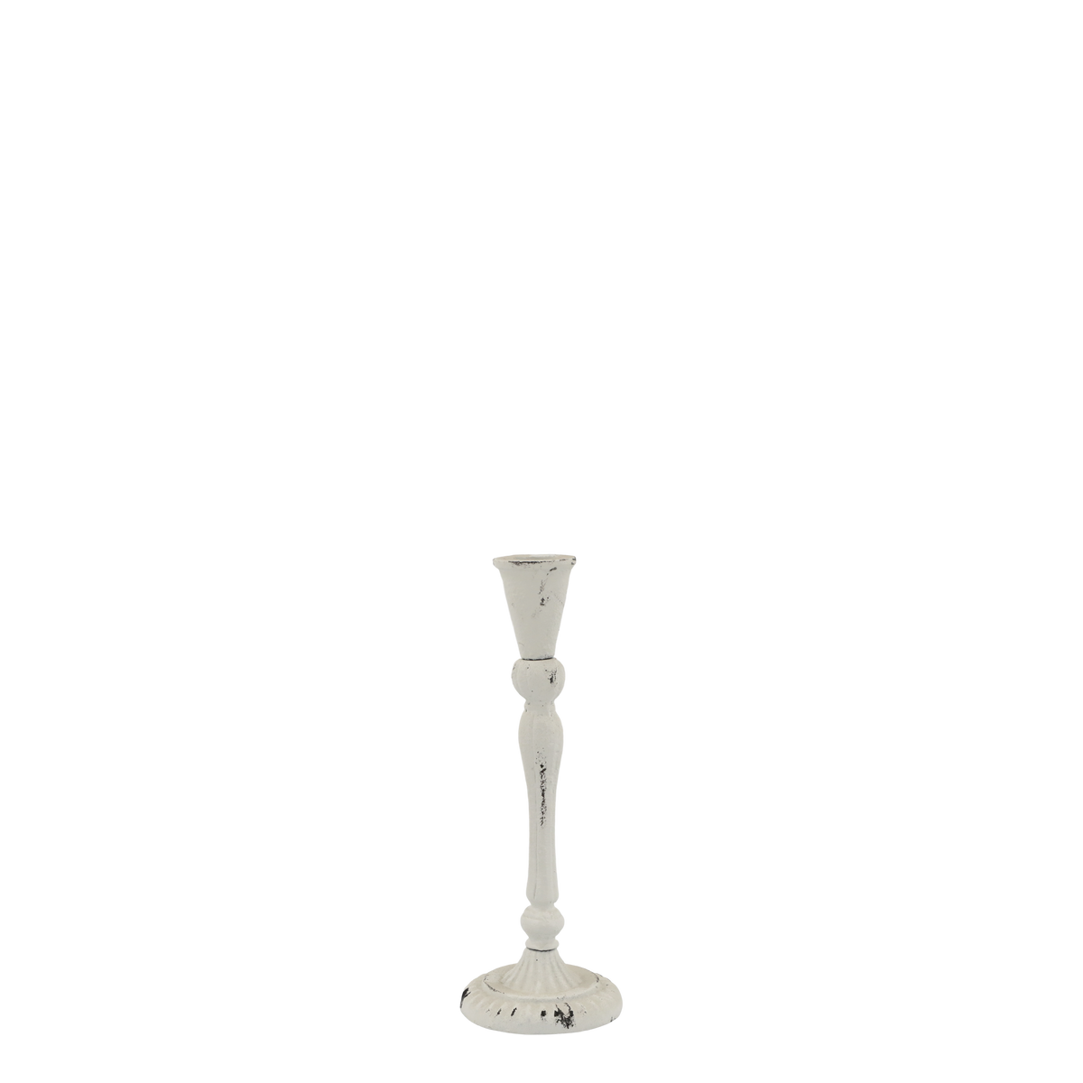 Kerzenständer aus Eisen, Antique Creme, 18,5 cm hoch