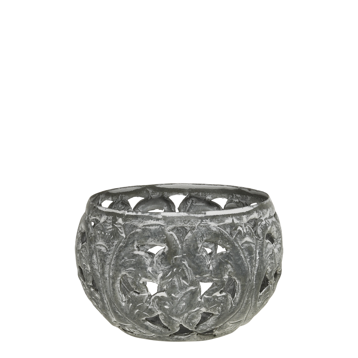 Teelichthalter mit Muster, antique zink, 10 cm Durchmesser