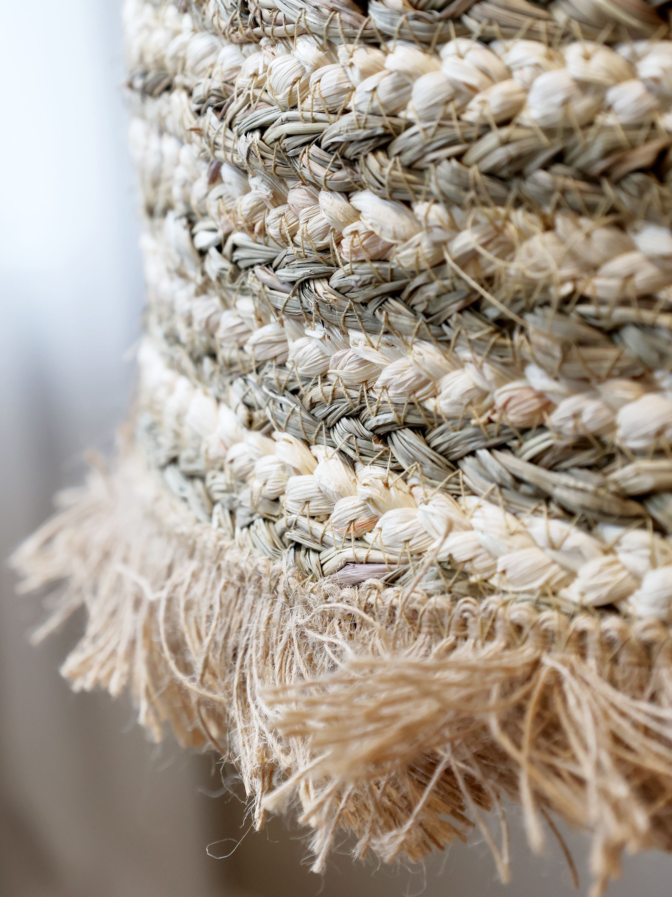 Lampenschirm aus Maisseil und Gras, natur, 45 cm hoch
