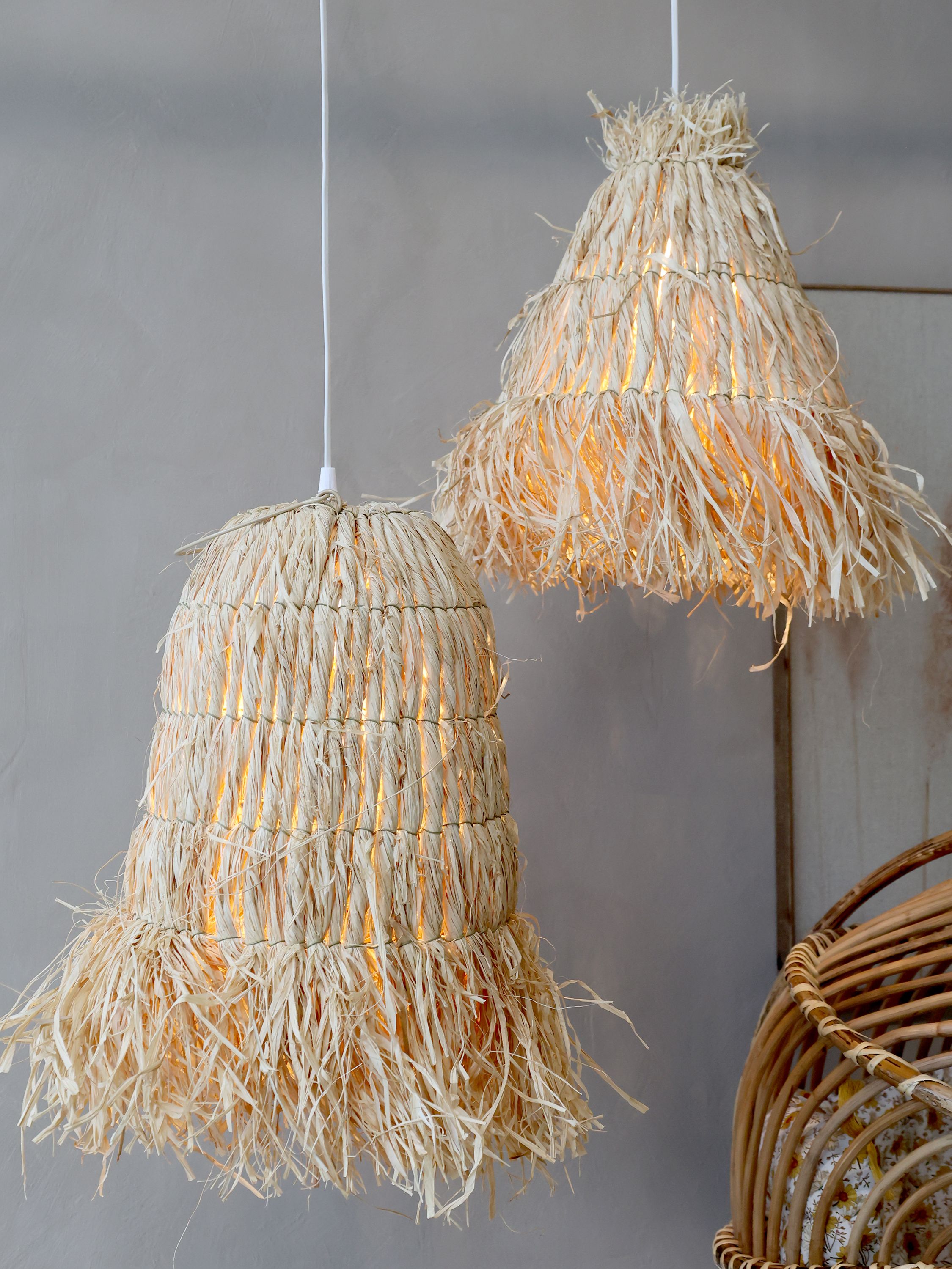 Lampenschirm aus Raffia natur 30 cm Durchmesser