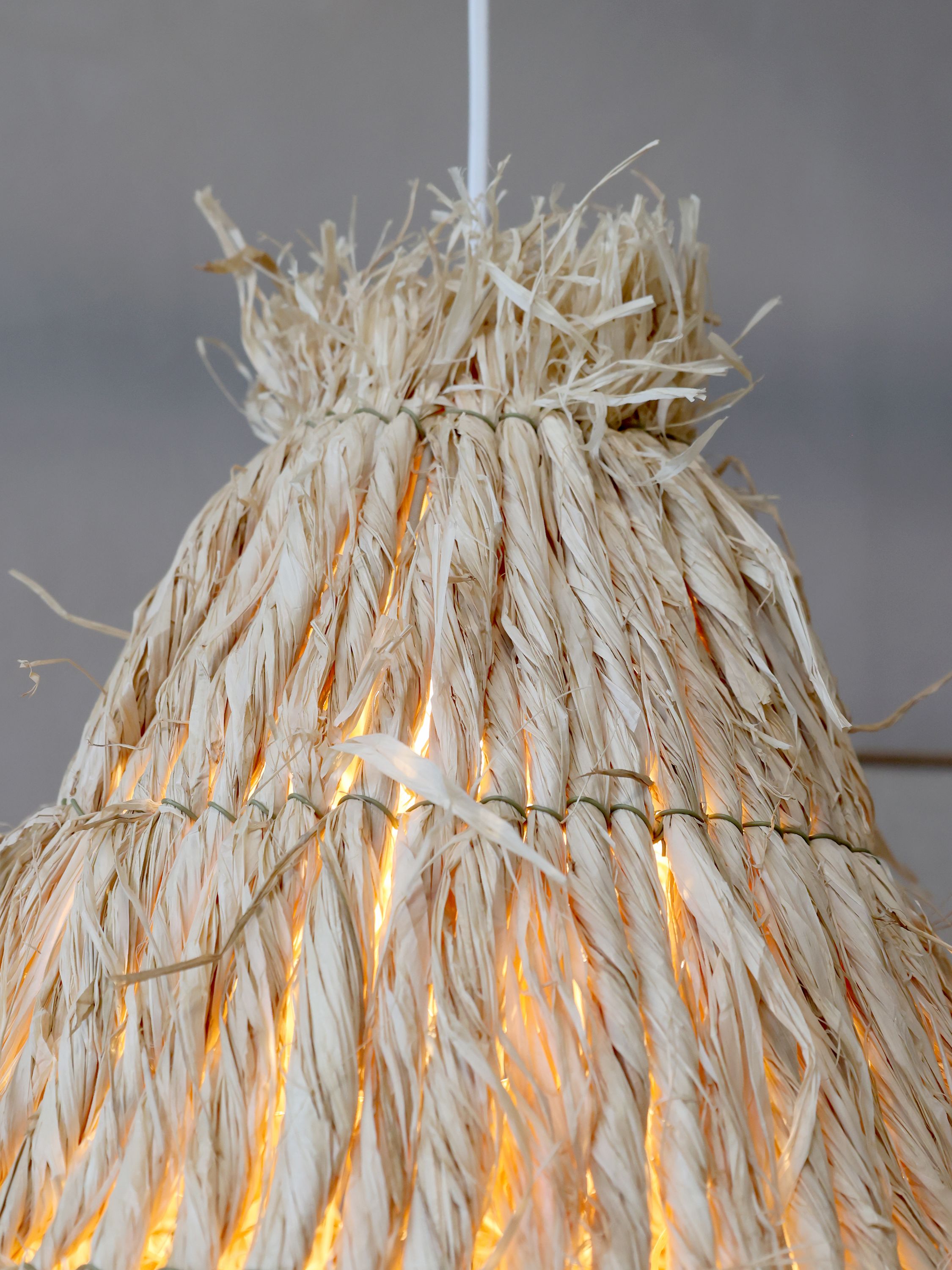Lampenschirm aus Raffia natur 30 cm Durchmesser