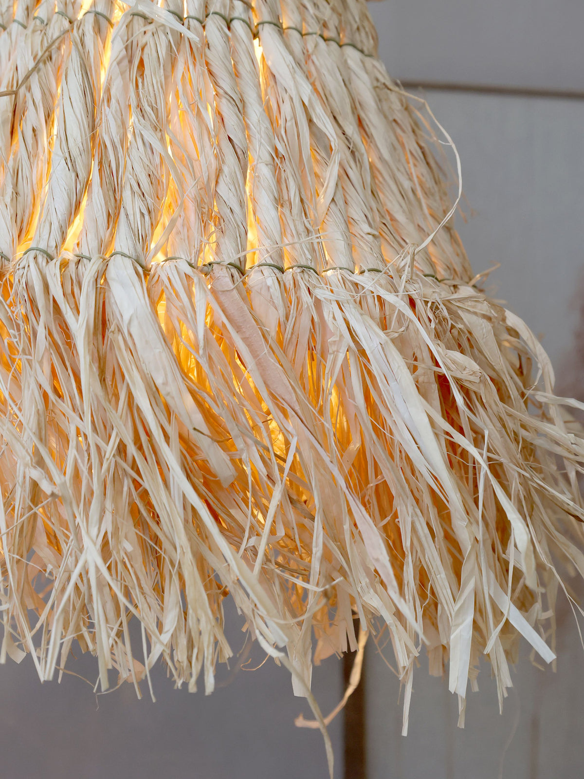 Lampenschirm aus Raffia natur 30 cm Durchmesser