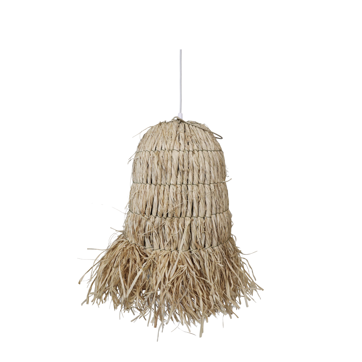 Lampenschirm geflochten aus Raffia, 32 cm hoch, natur