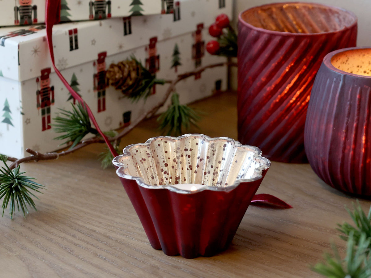 Windlicht aus Glas Antique Cherry Höhe 3 cm