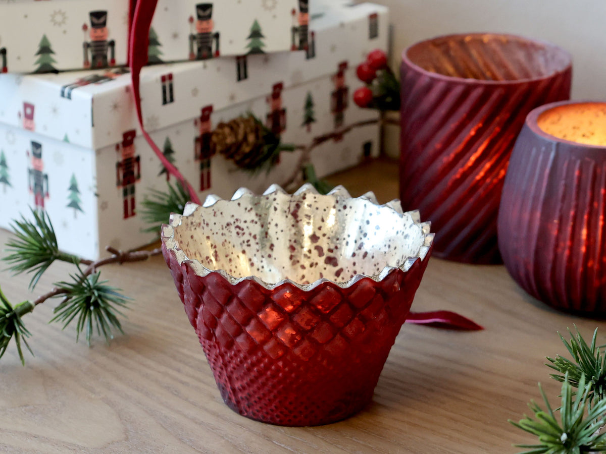 Windlicht aus Glas antique cherry 10 cm Durchmesser