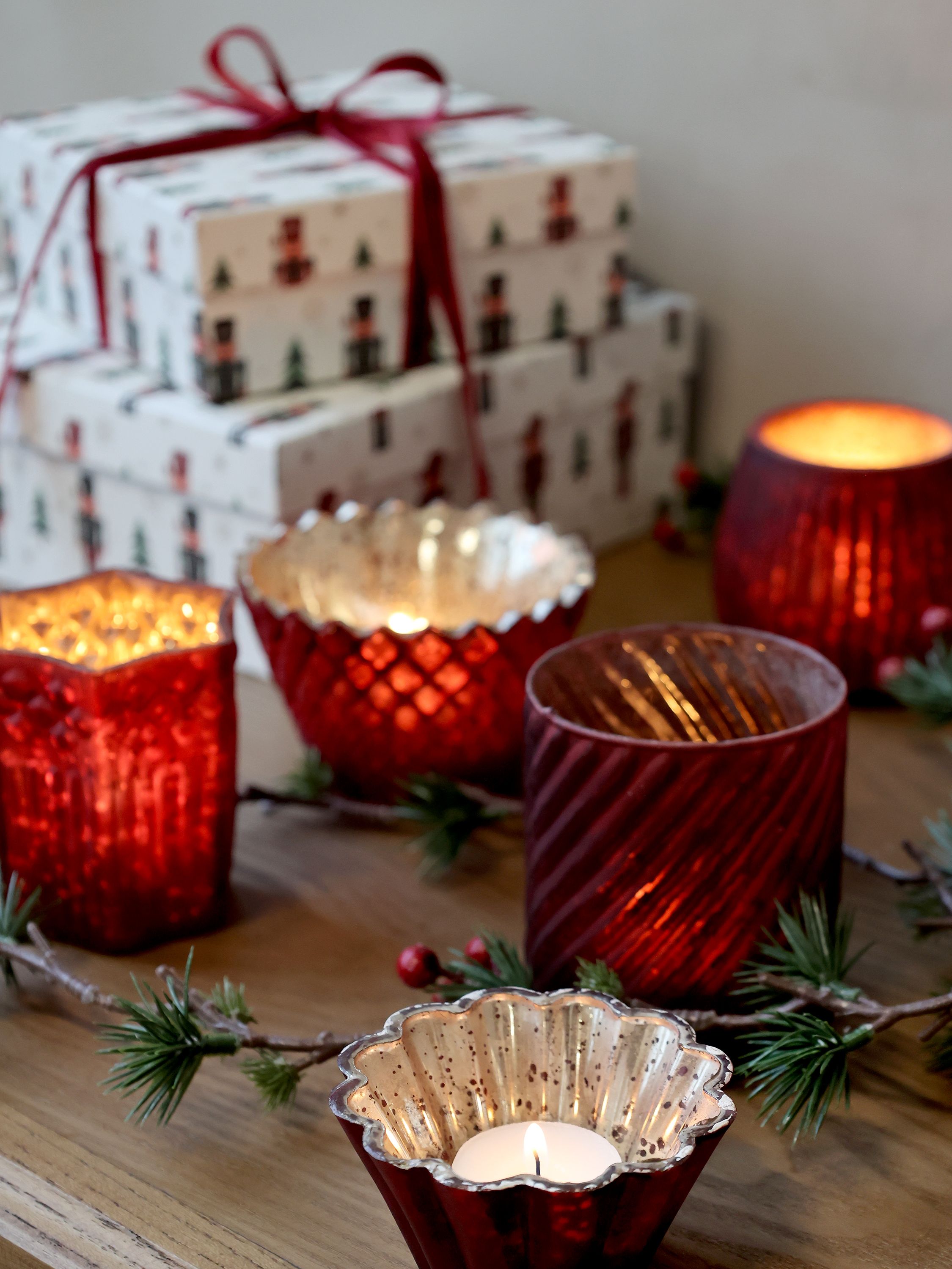 Windlicht aus Glas antique cherry 10 cm Durchmesser
