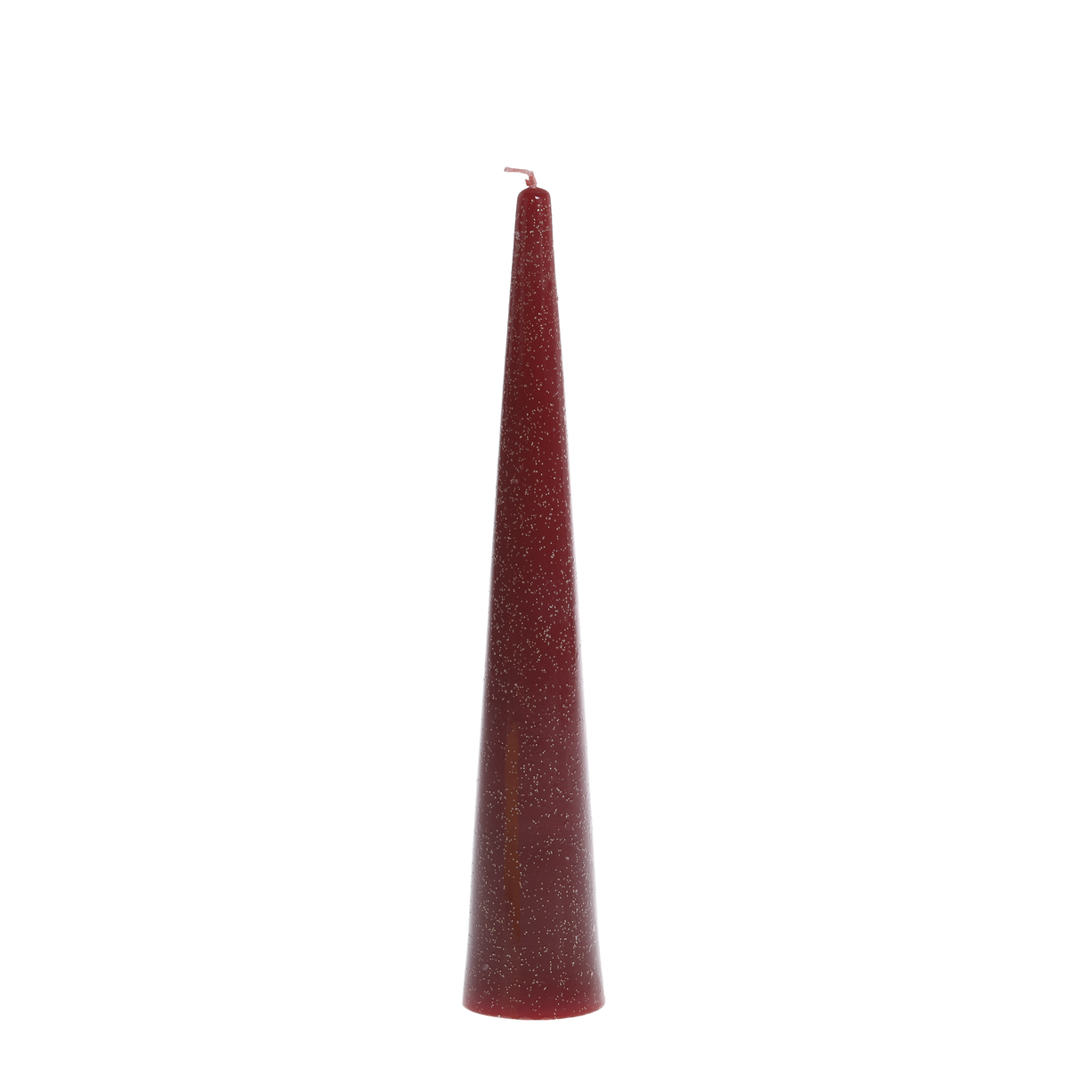 Stumpenkerze Kegel mit Glitzer, 25 cm, Cherry
