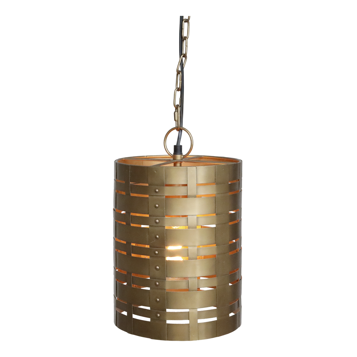 Lampe mit Muster aus Eisen und Messing, 31 cm hoch