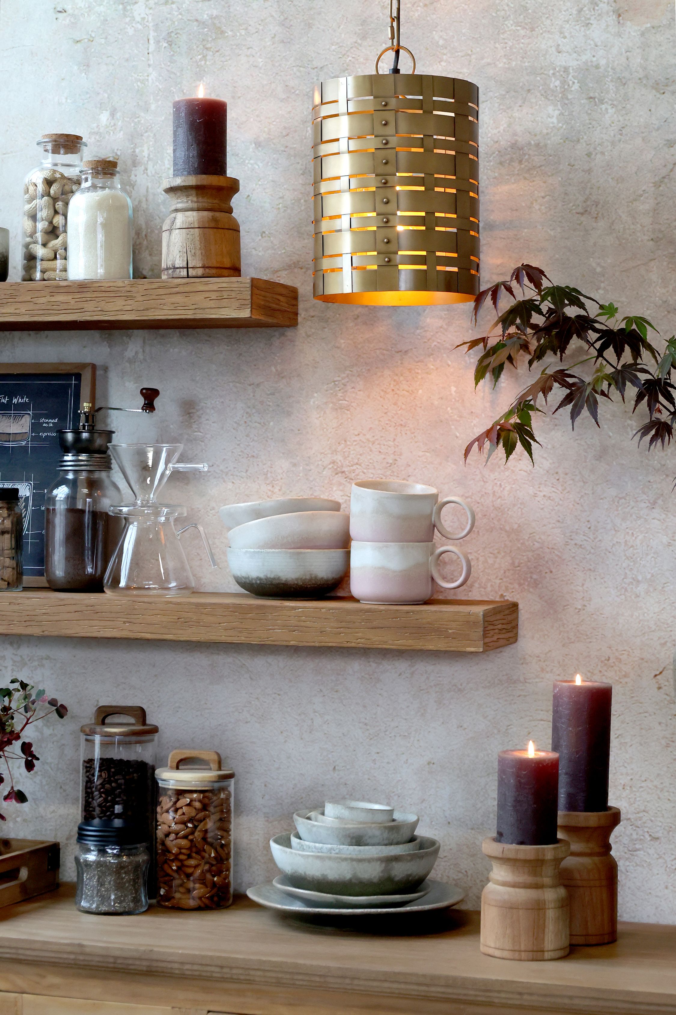 Lampe mit Muster aus Eisen und Messing, 31 cm hoch