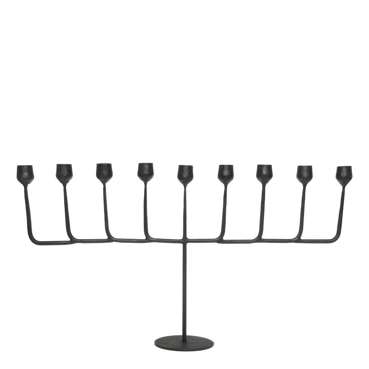 Kerzenständer 9-armig aus Eisen, antik Kohle, 33,5 cm hoch