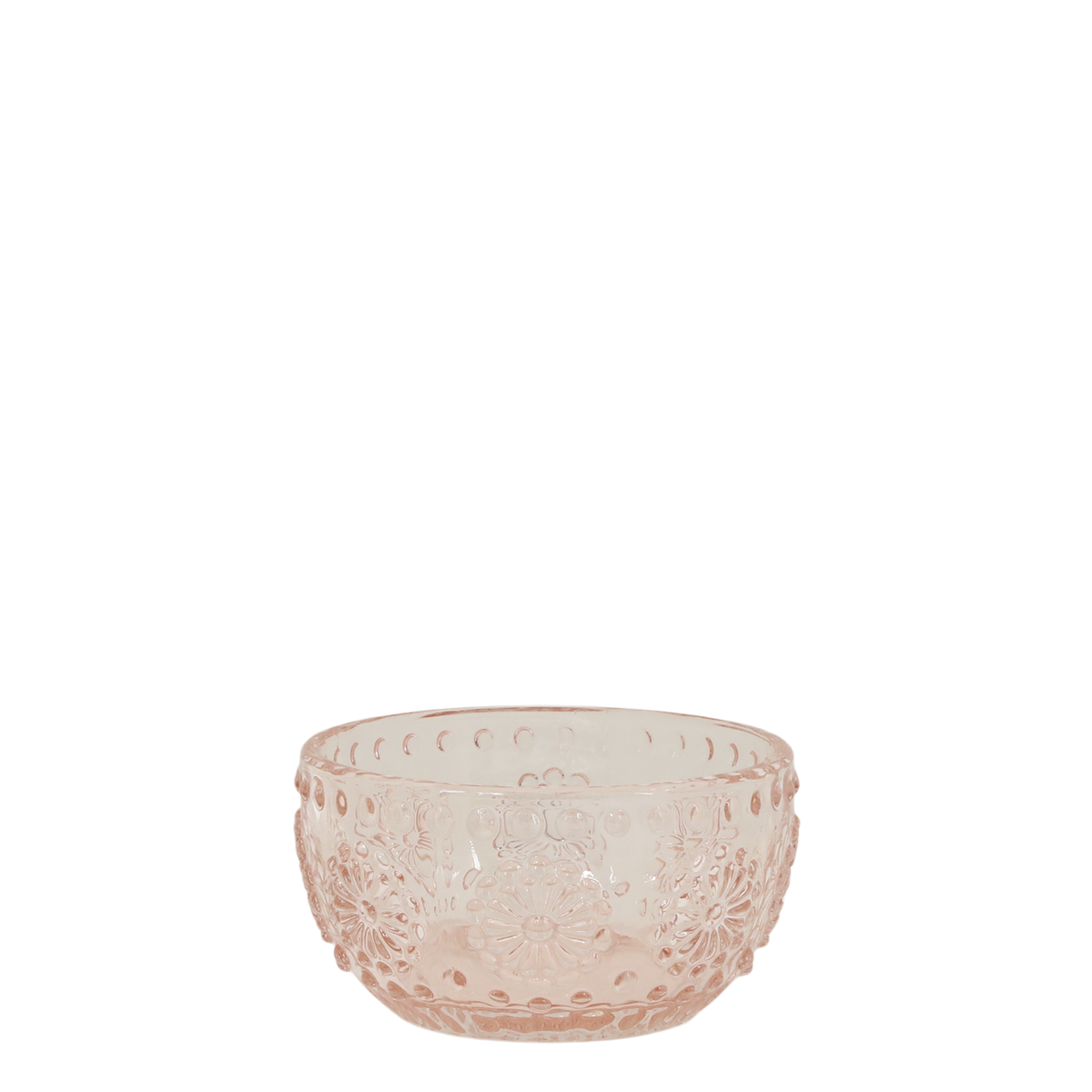 Teelichthalter aus Glas mit Muster, rosa, 7,5 cm