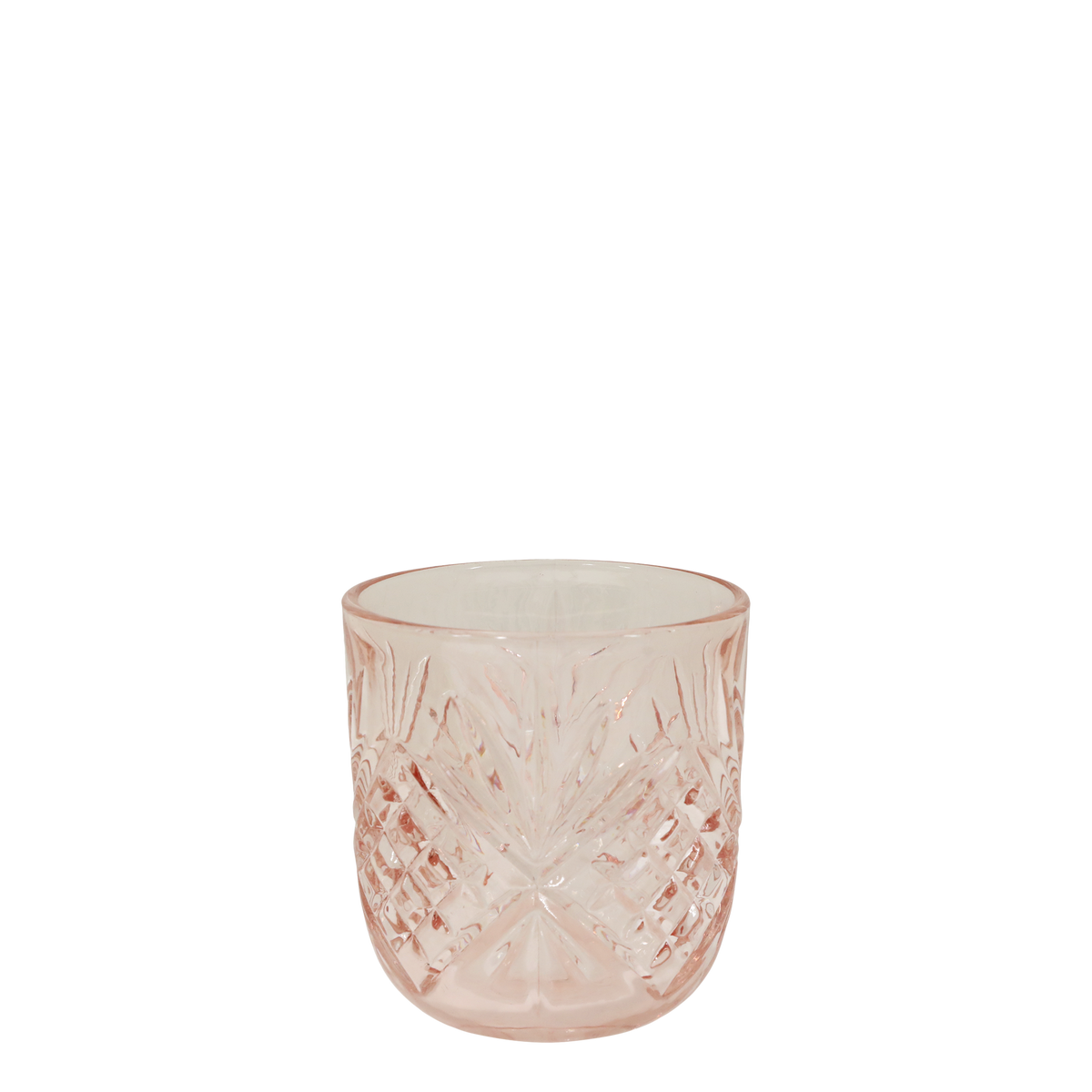Teelichthalter aus Glas mit Muster, rosa, 7 cm hoch