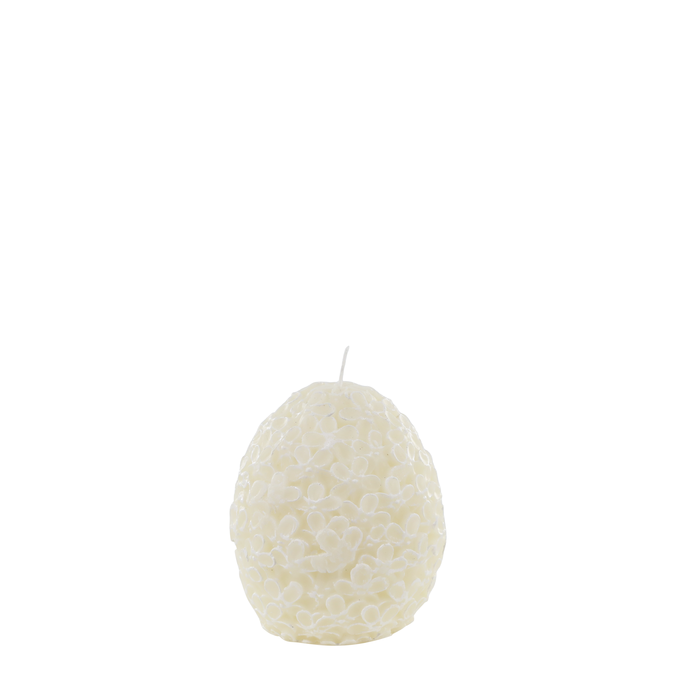 Stumpenkerze Vienne mit Blattmuster, 11 cm hoch, off white