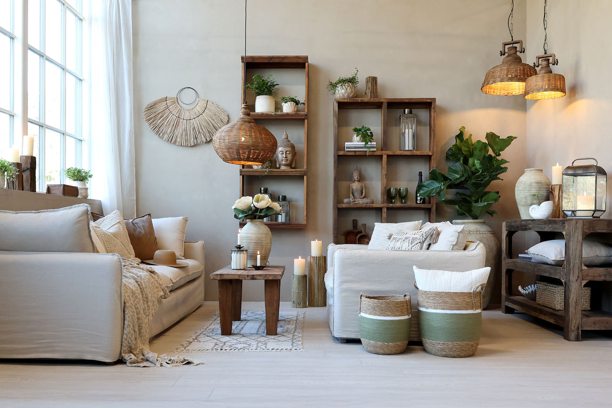 Lampe aus Rattangeflecht mit E27-Fassung, natur