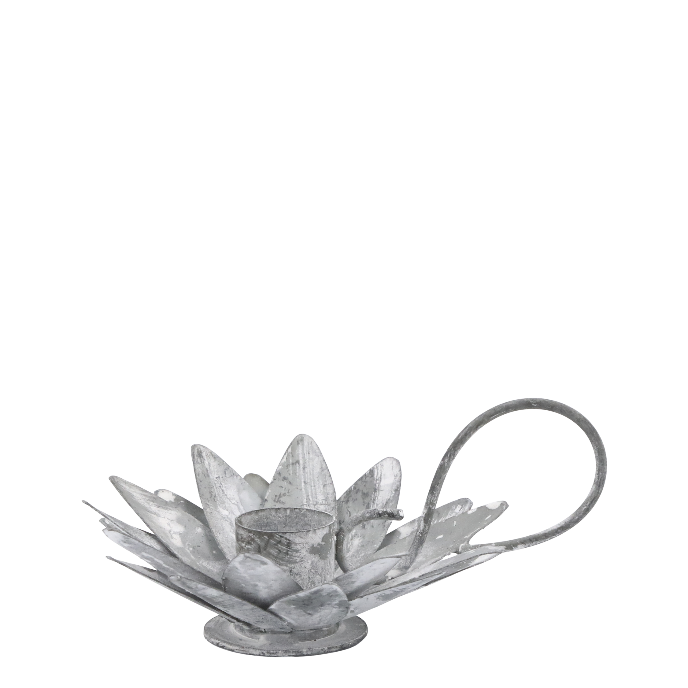 Kammerleuchter mit Blumen, antik zink, 10 cm Durchmesser