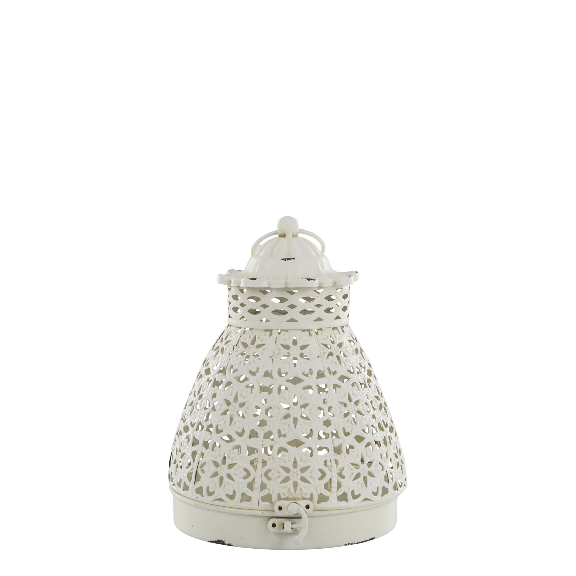 Laterne mit Muster antique creme für Kerzen