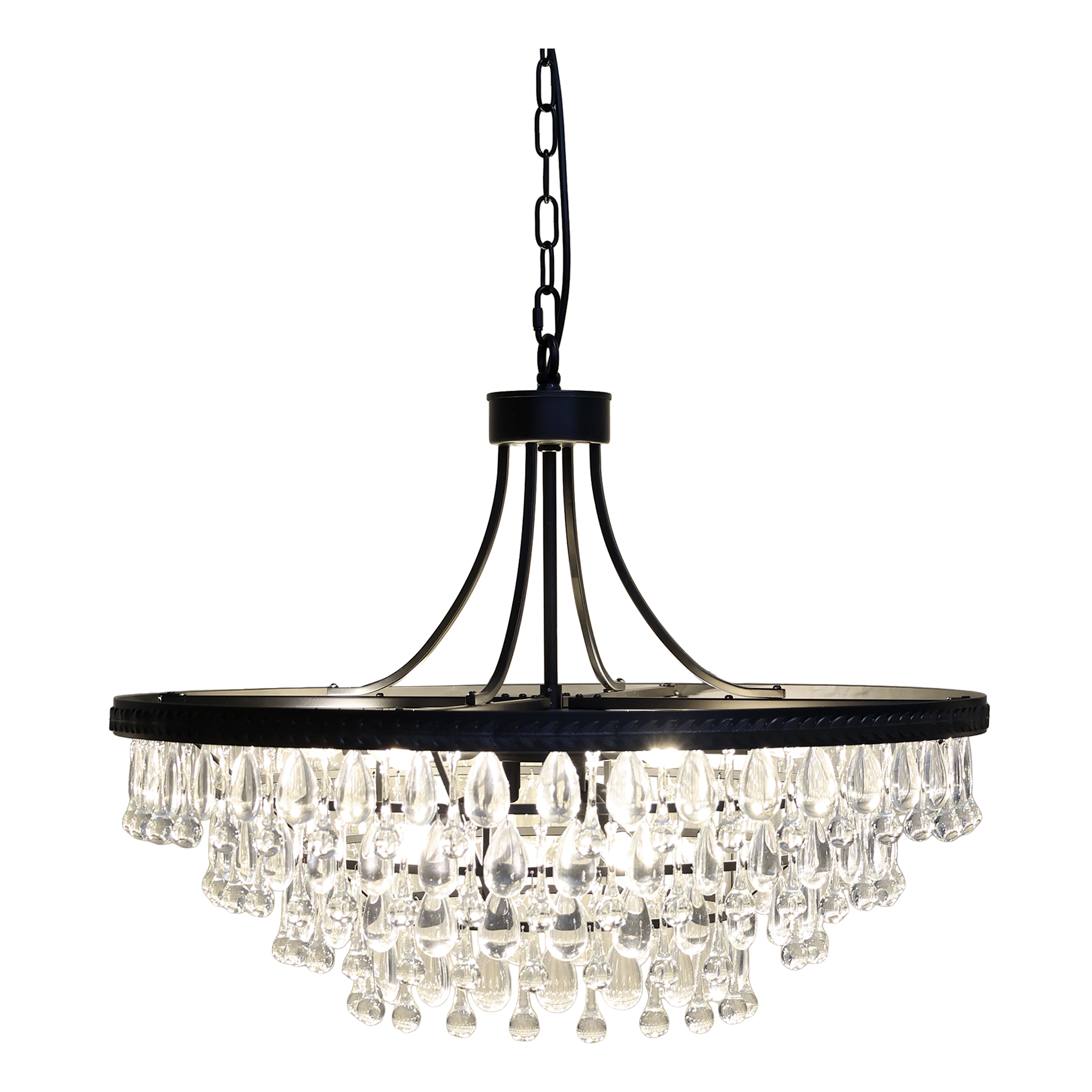 Versailles Kronleuchter mit Glasprismen, 70 cm, schwarz