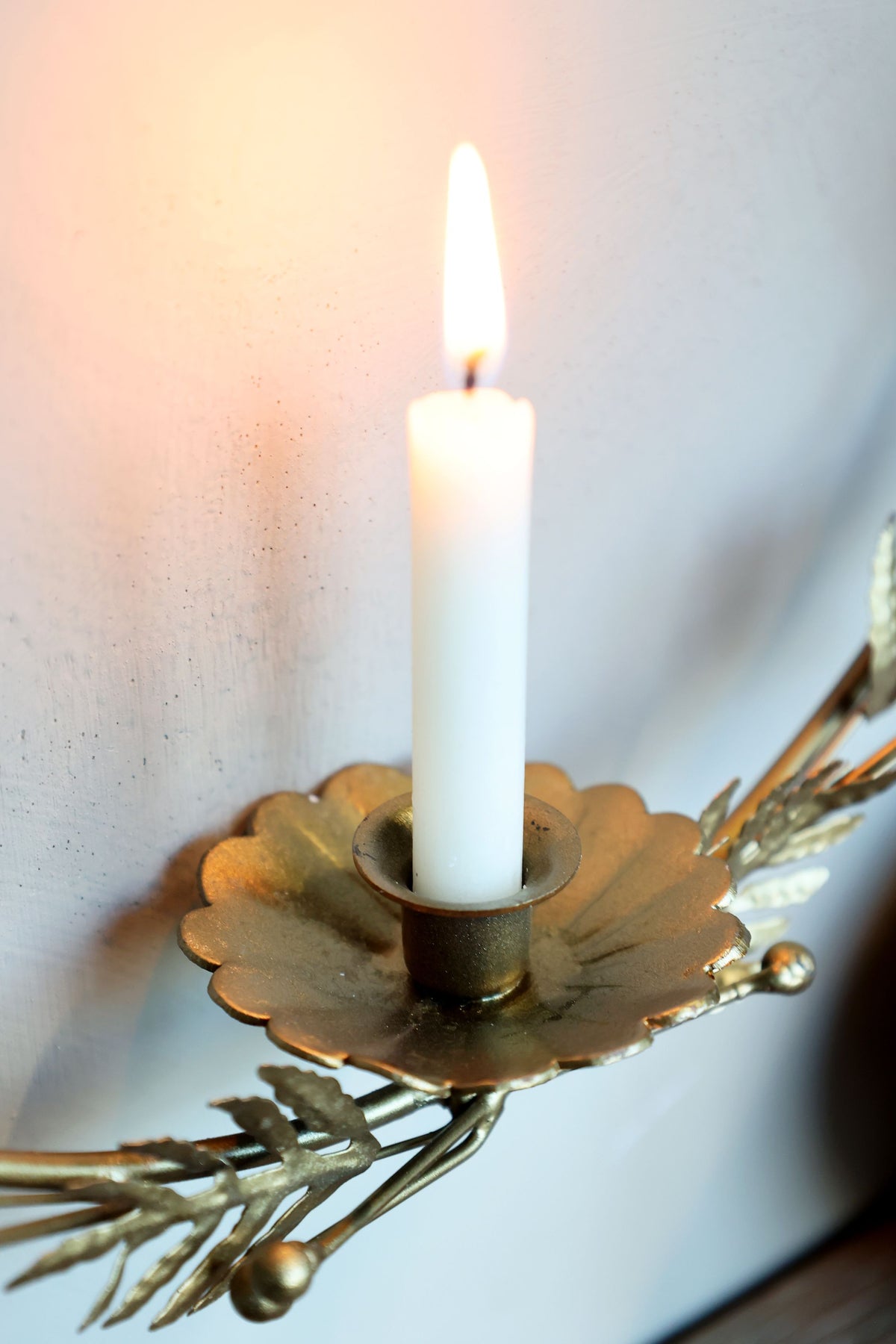 Kerzenständer für Stabkerzen, Eisen, antik messing