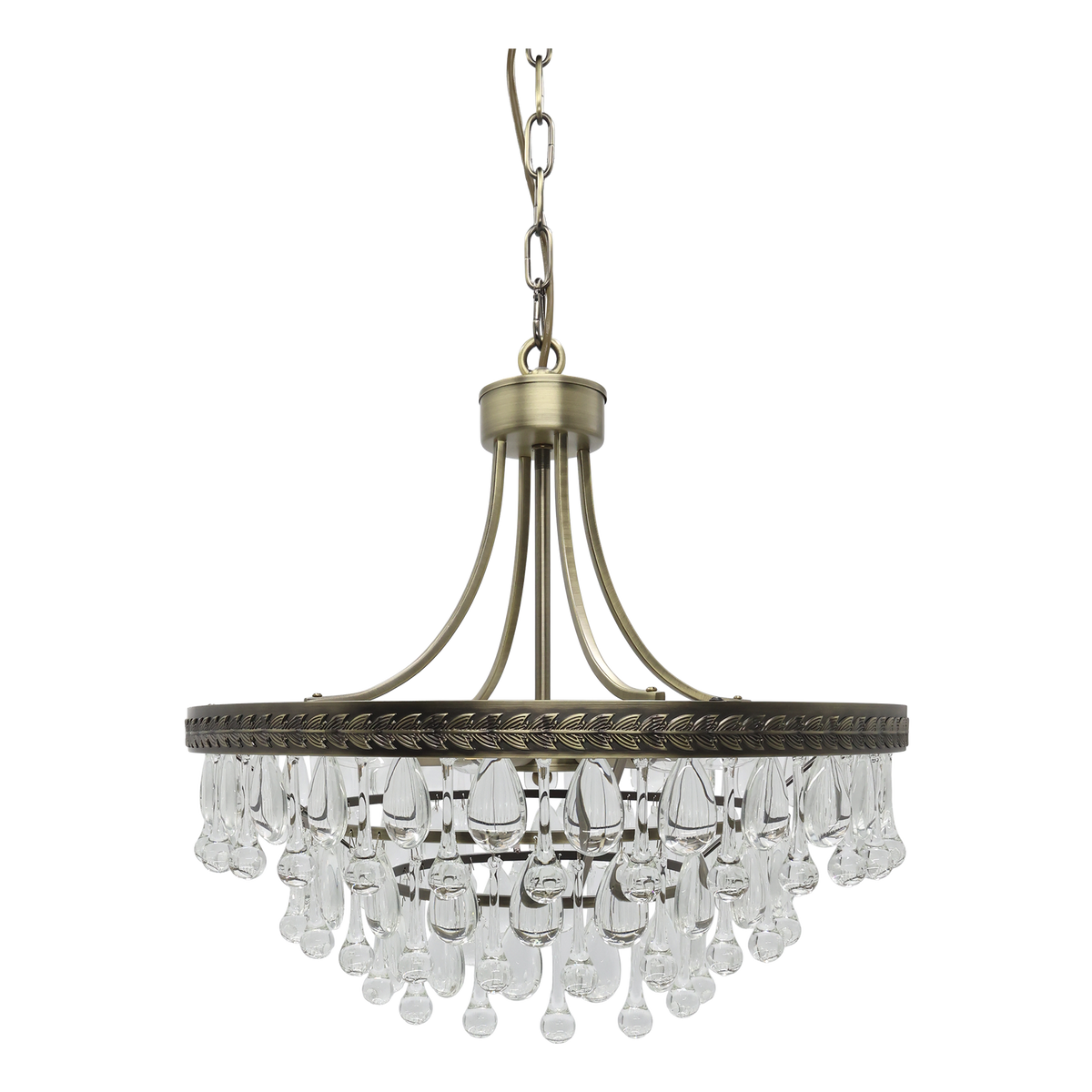 Kronleuchter Versailles mit Glasprismen, antique messing