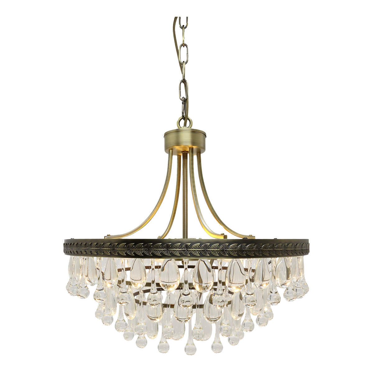 Kronleuchter Versailles mit Glasprismen, antique messing