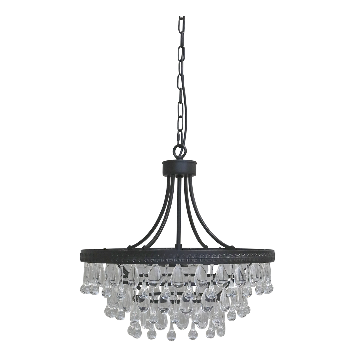 Kronleuchter Versailles mit Glasprismen, schwarz, 49 cm hoch