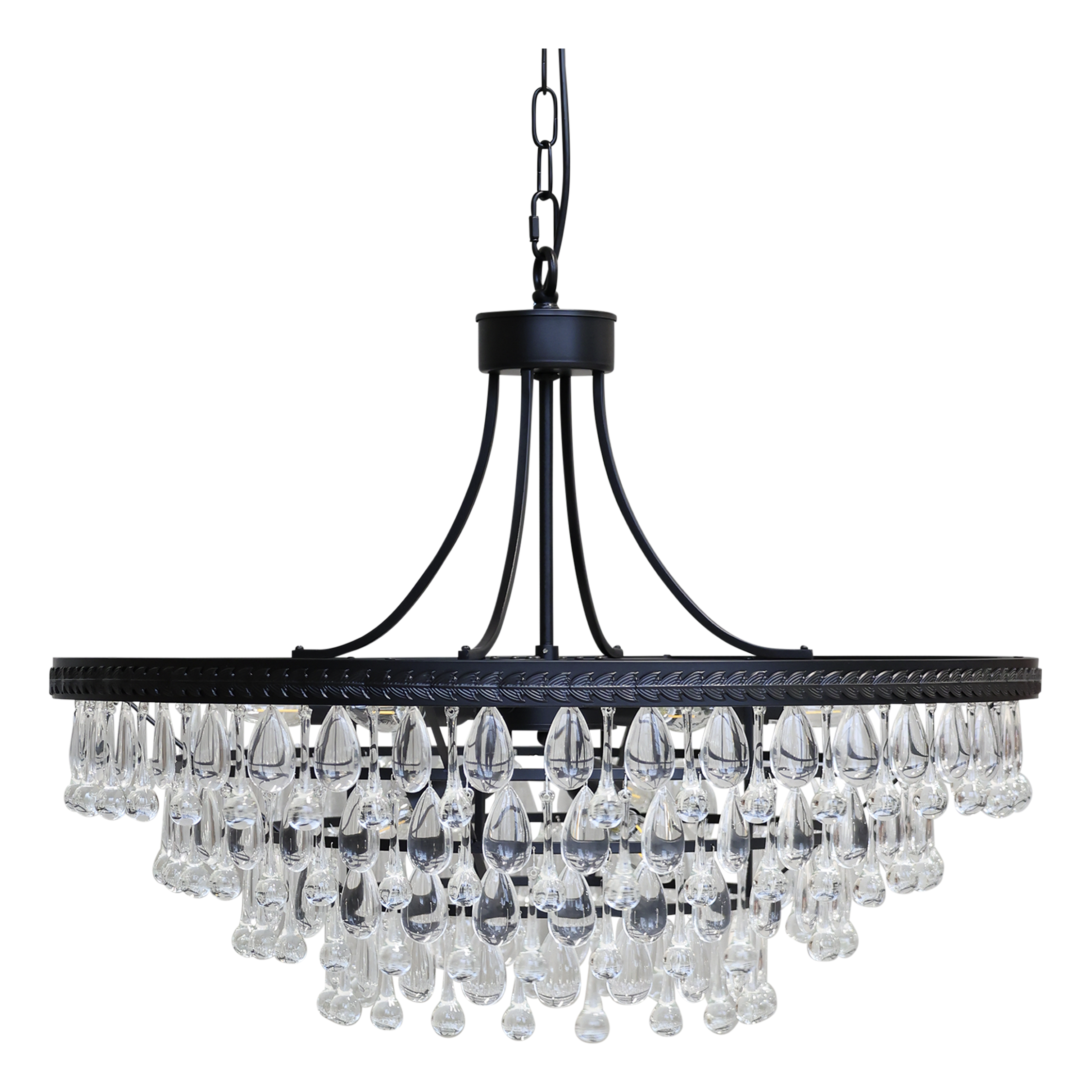 Kronleuchter Versailles mit Glasprismen, schwarz, 90 cm
