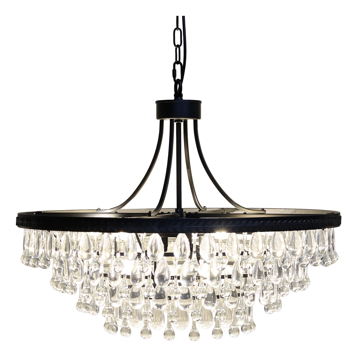 Kronleuchter Versailles mit Glasprismen, schwarz, 90 cm