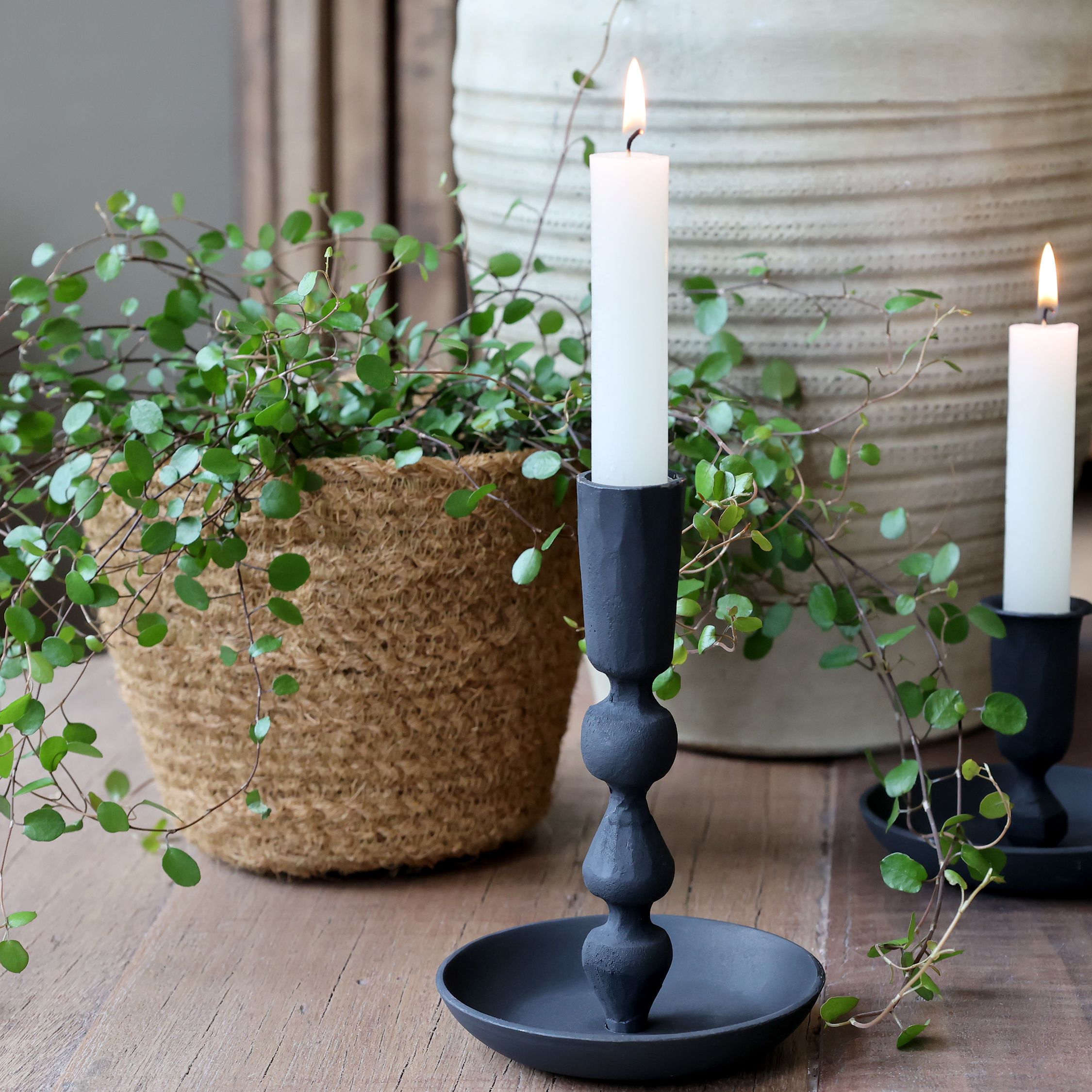 Kerzenständer aus Eisen, antik schwarz, 14,5 cm hoch