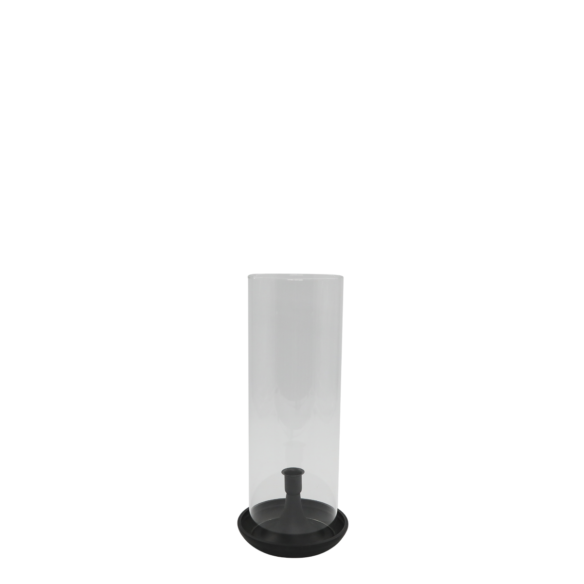 Windlicht Glas mit Lichthalter, 35 cm hoch, antik schwarz
