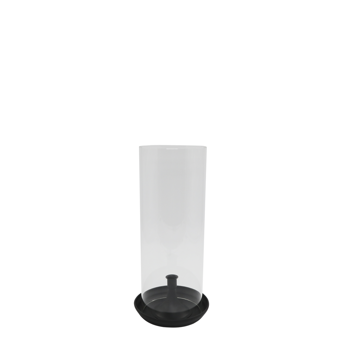 Windlicht aus Glas und Eisen, 40 cm hoch, antik schwarz